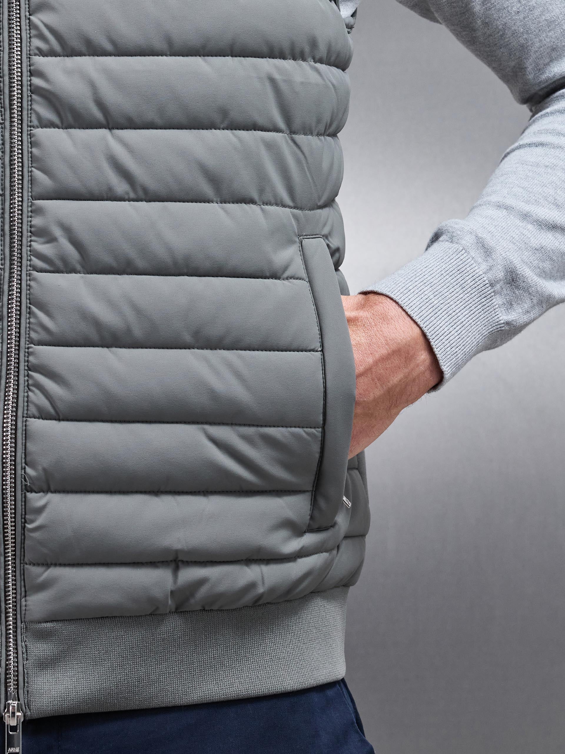 Hybrid Quilted Gilet in Sage - Image 4
