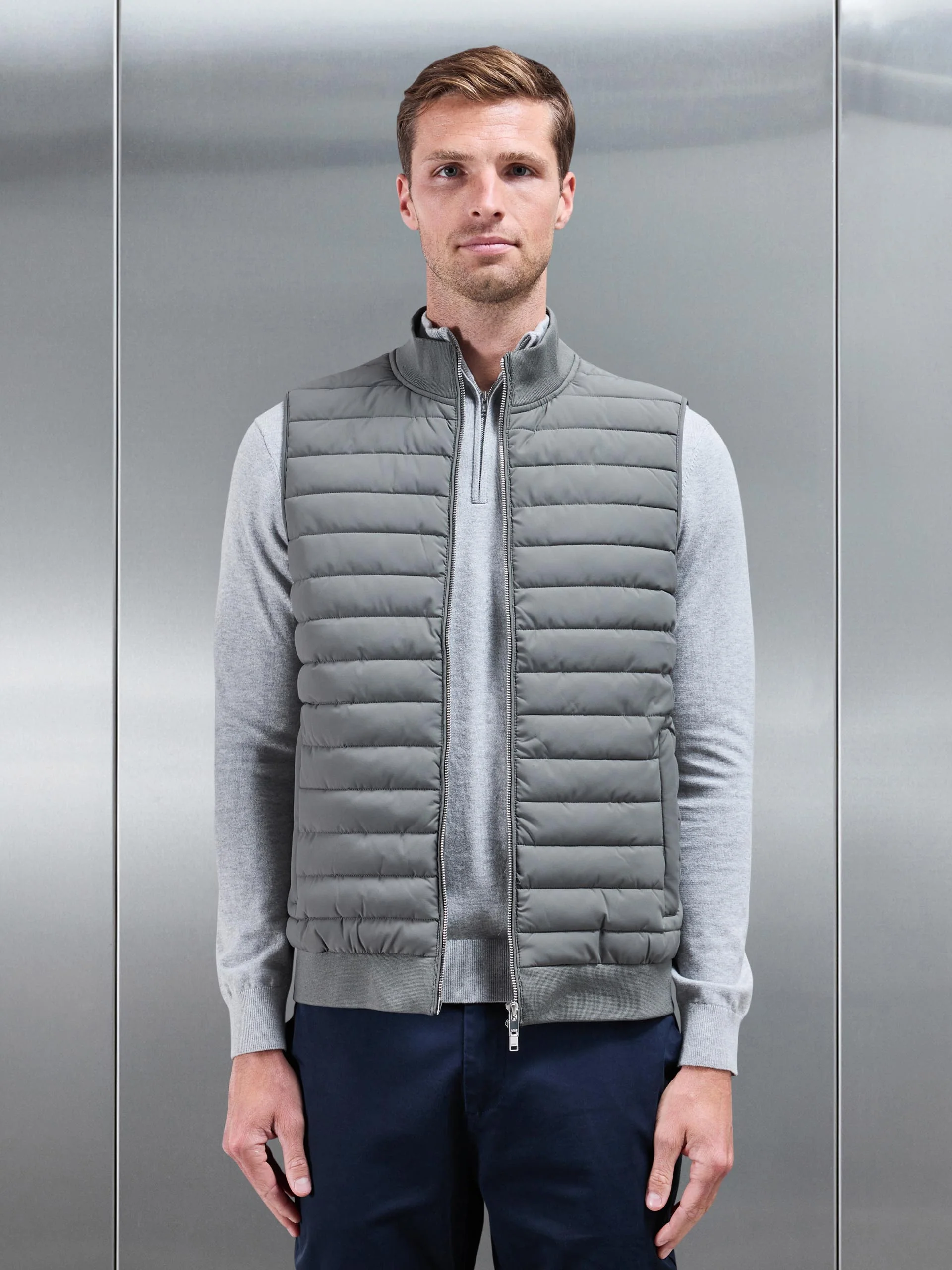 Hybrid Quilted Gilet in Sage - Image 6