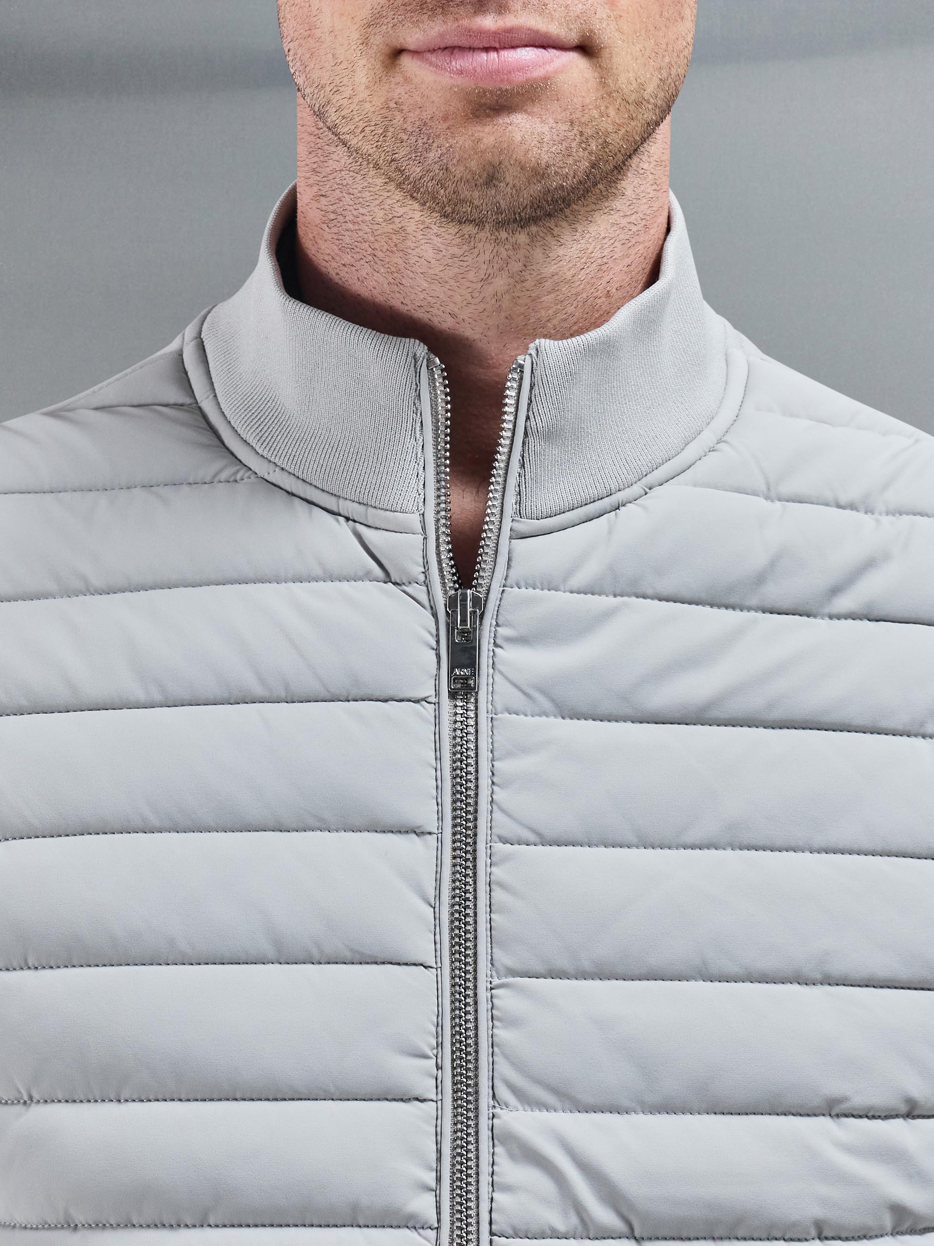 Hybrid Quilted Gilet in Stone - Image 3