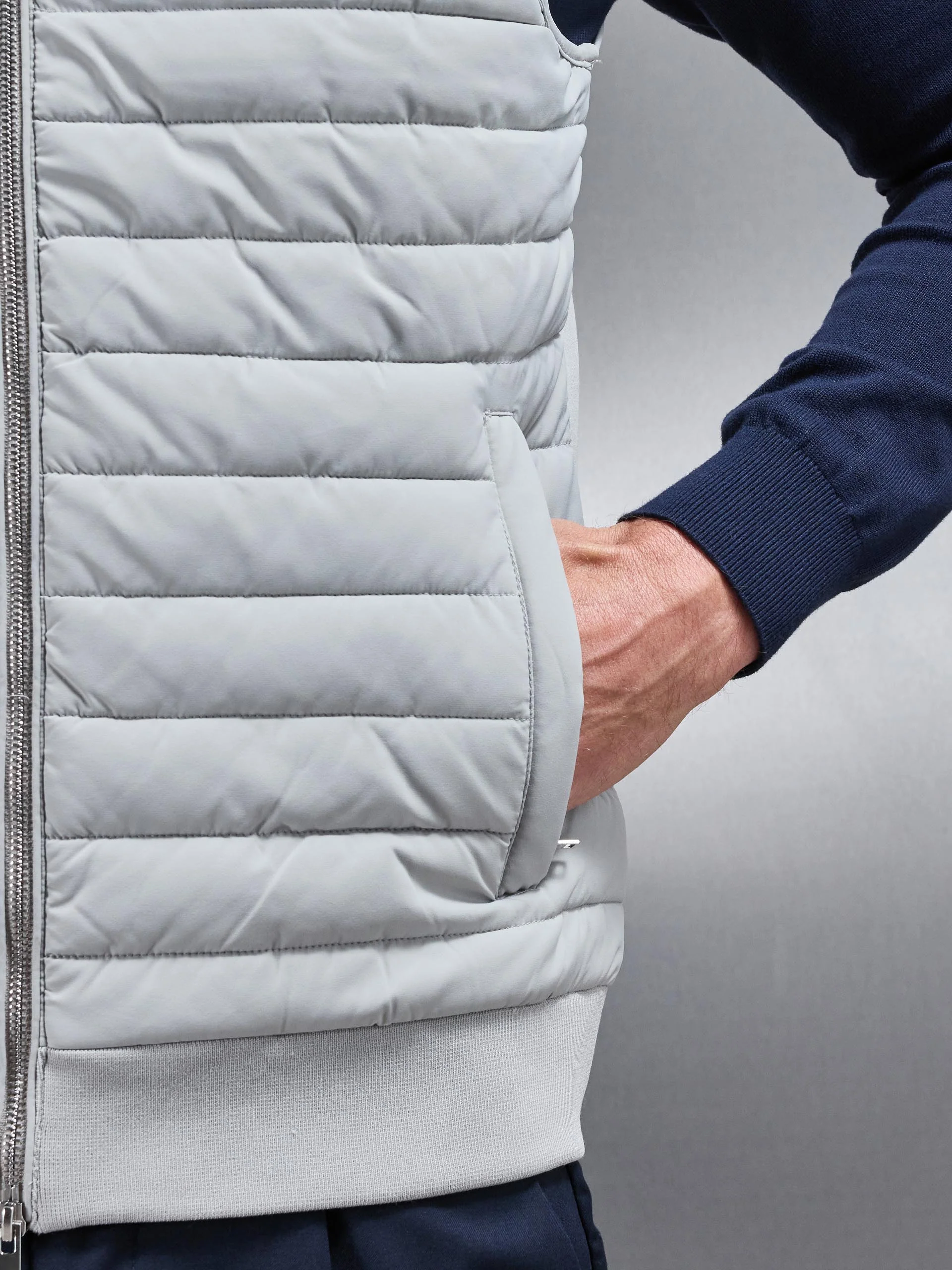 Hybrid Quilted Gilet in Stone - Image 4