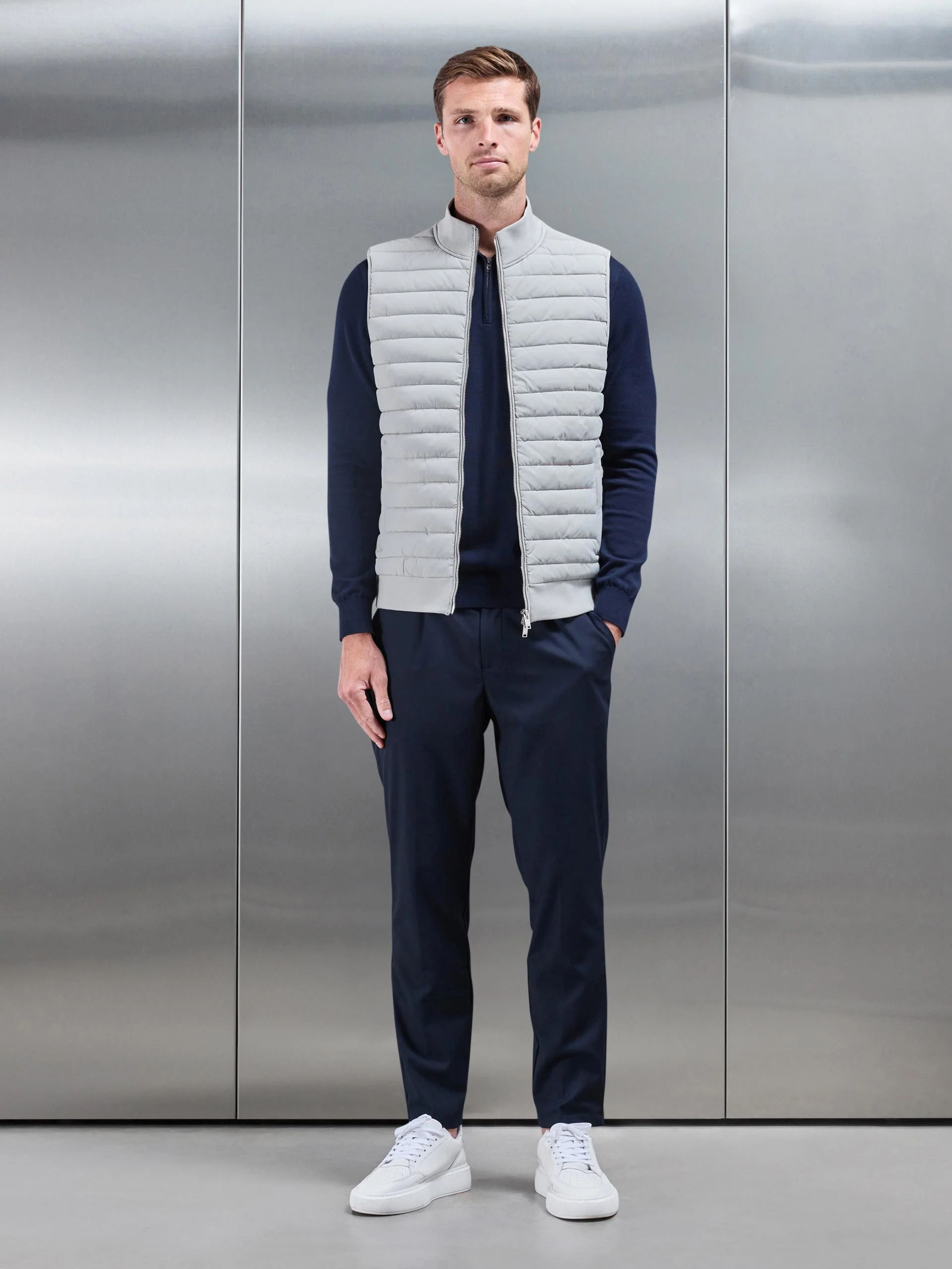 Hybrid Quilted Gilet in Stone - Image 7