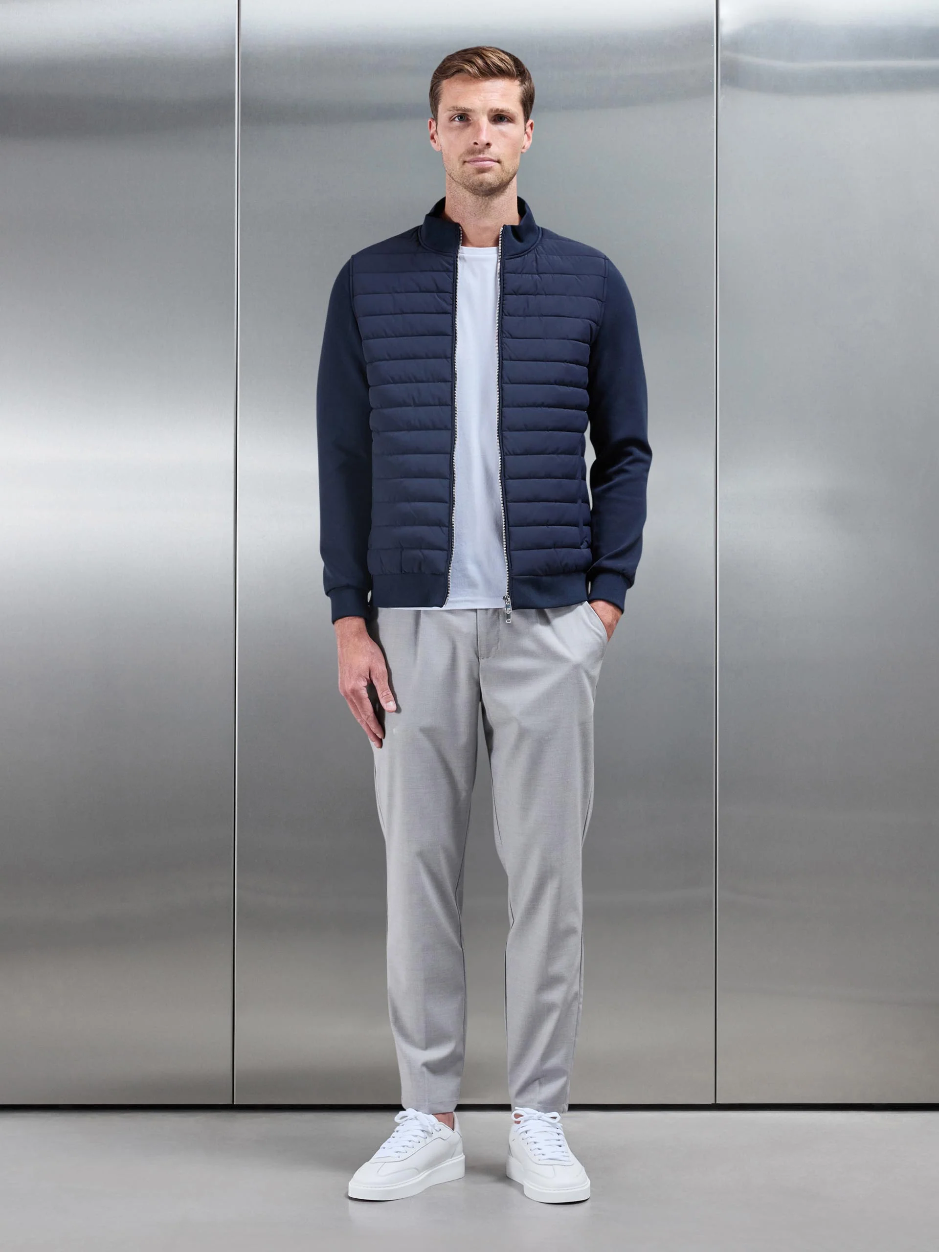 Hybrid Quilted Jacket in Navy - Image 6