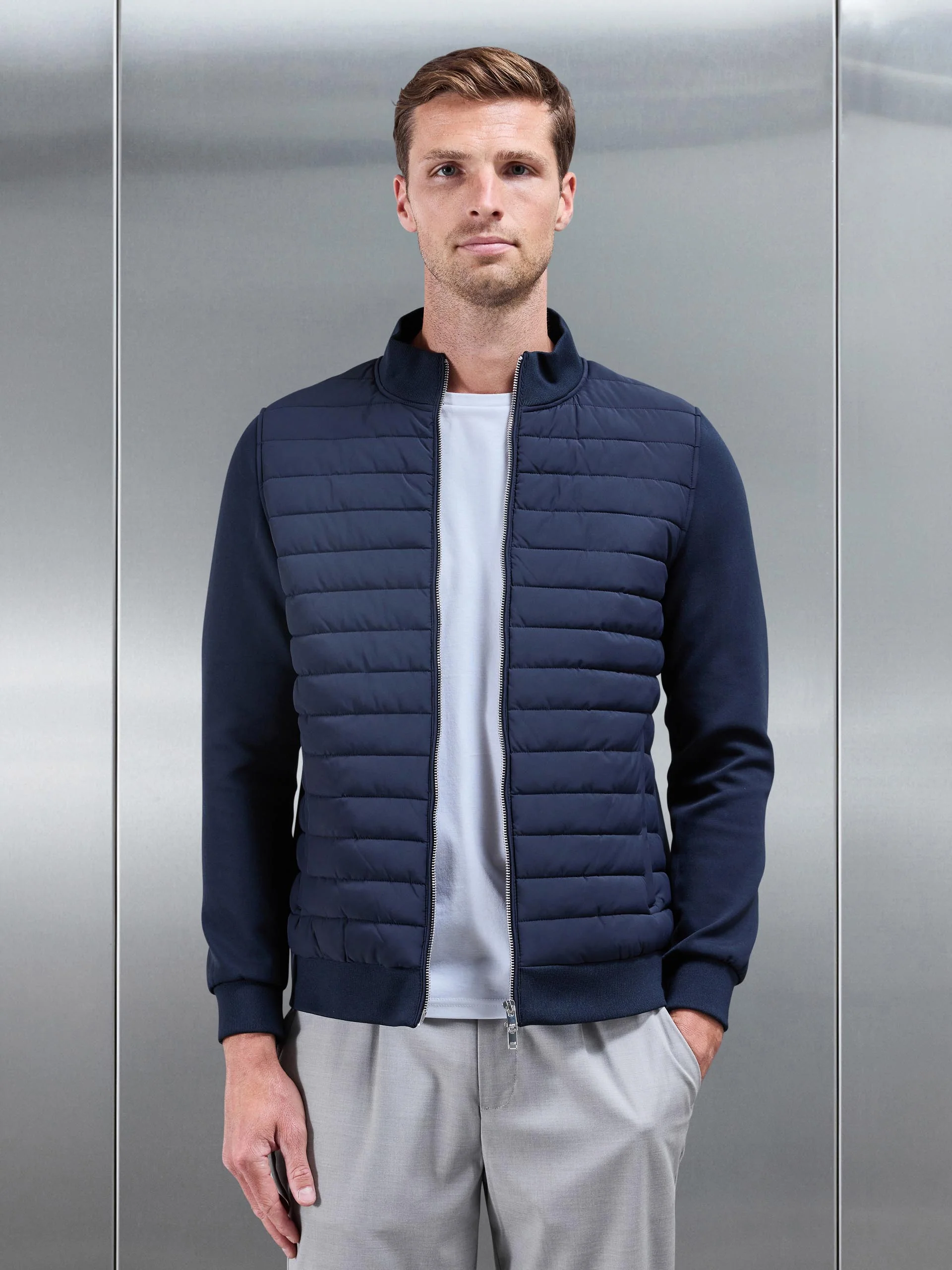 Hybrid Quilted Jacket in Navy - Image 7