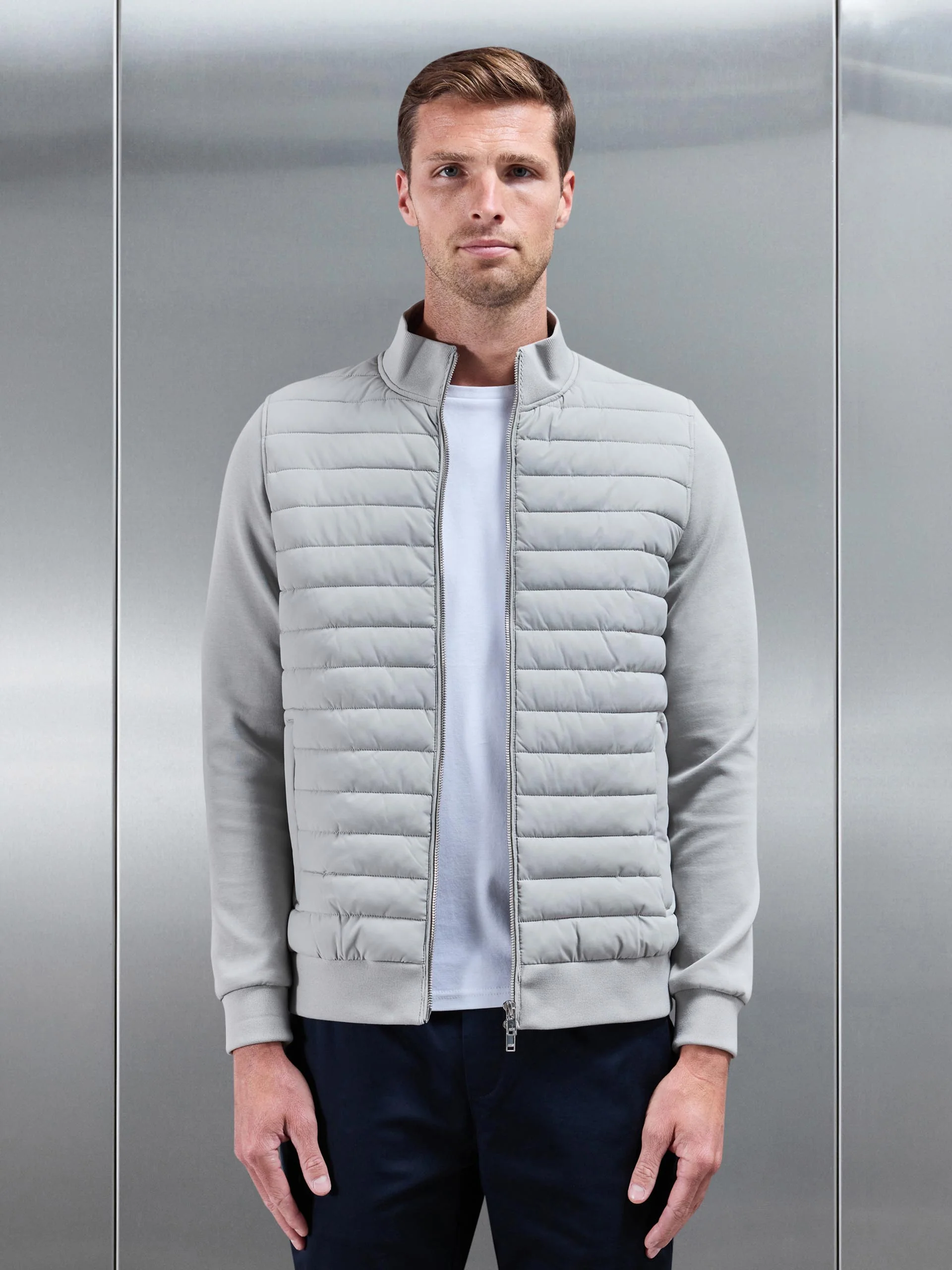 Hybrid Quilted Jacket in Stone - Image 7