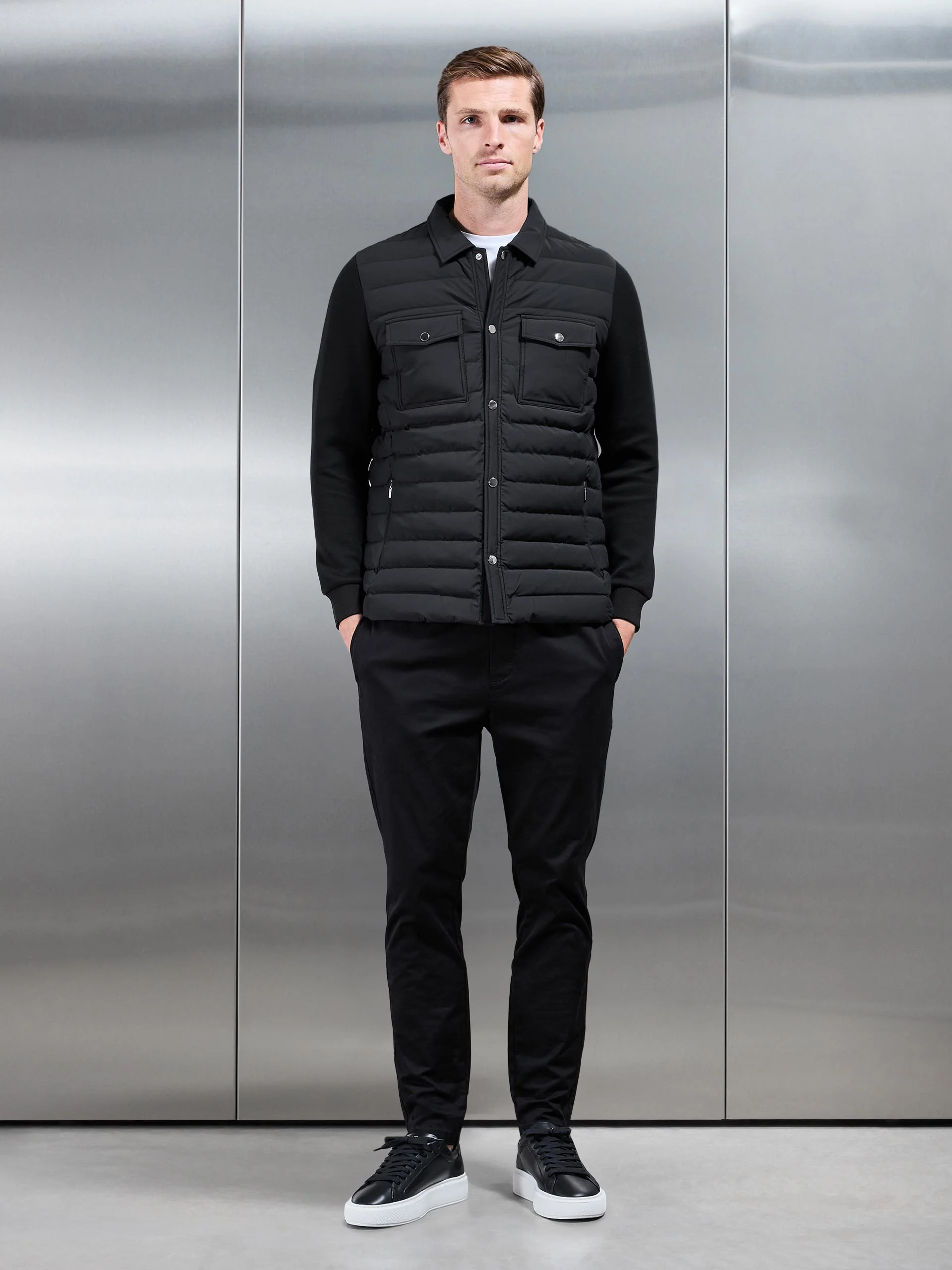 Hybrid Quilted Overshirt in Black - Image 2