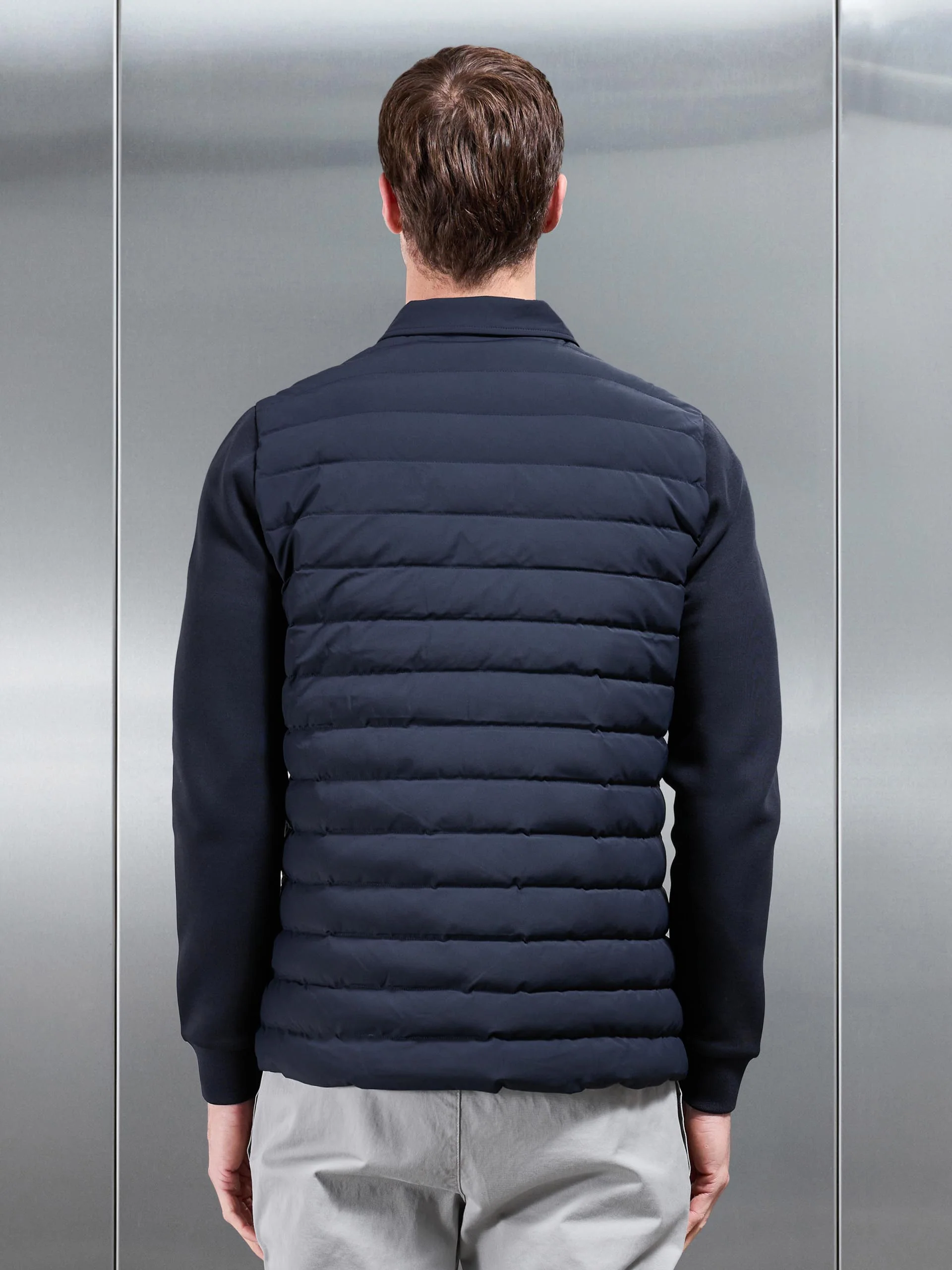 Hybrid Quilted Overshirt in Navy - Image 3