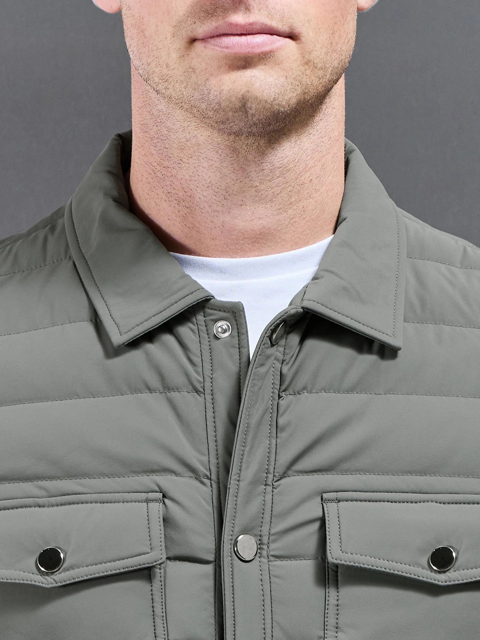 Hybrid Quilted Overshirt in Sage - Image 4