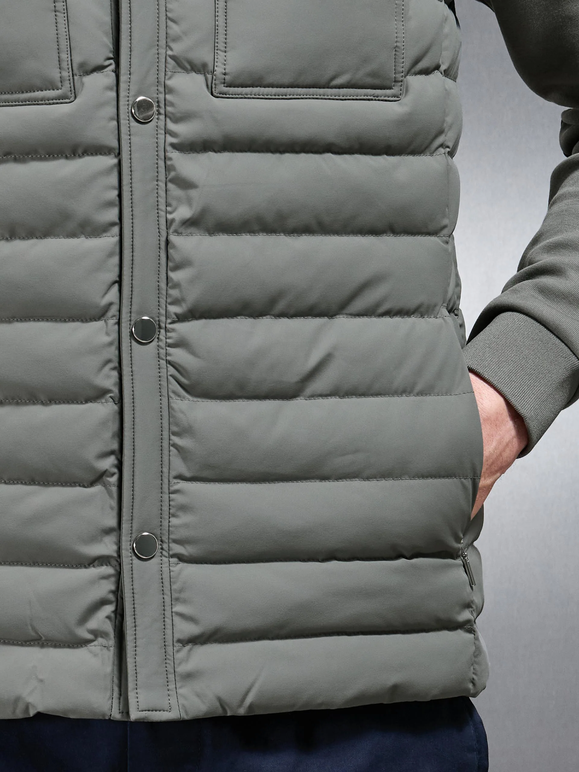 Hybrid Quilted Overshirt in Sage - Image 5