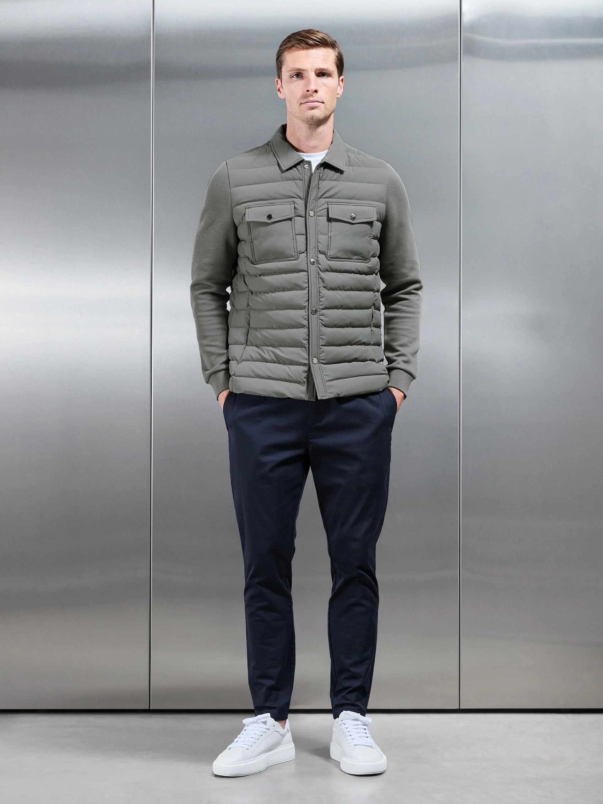 Hybrid Quilted Overshirt in Sage - Image 6