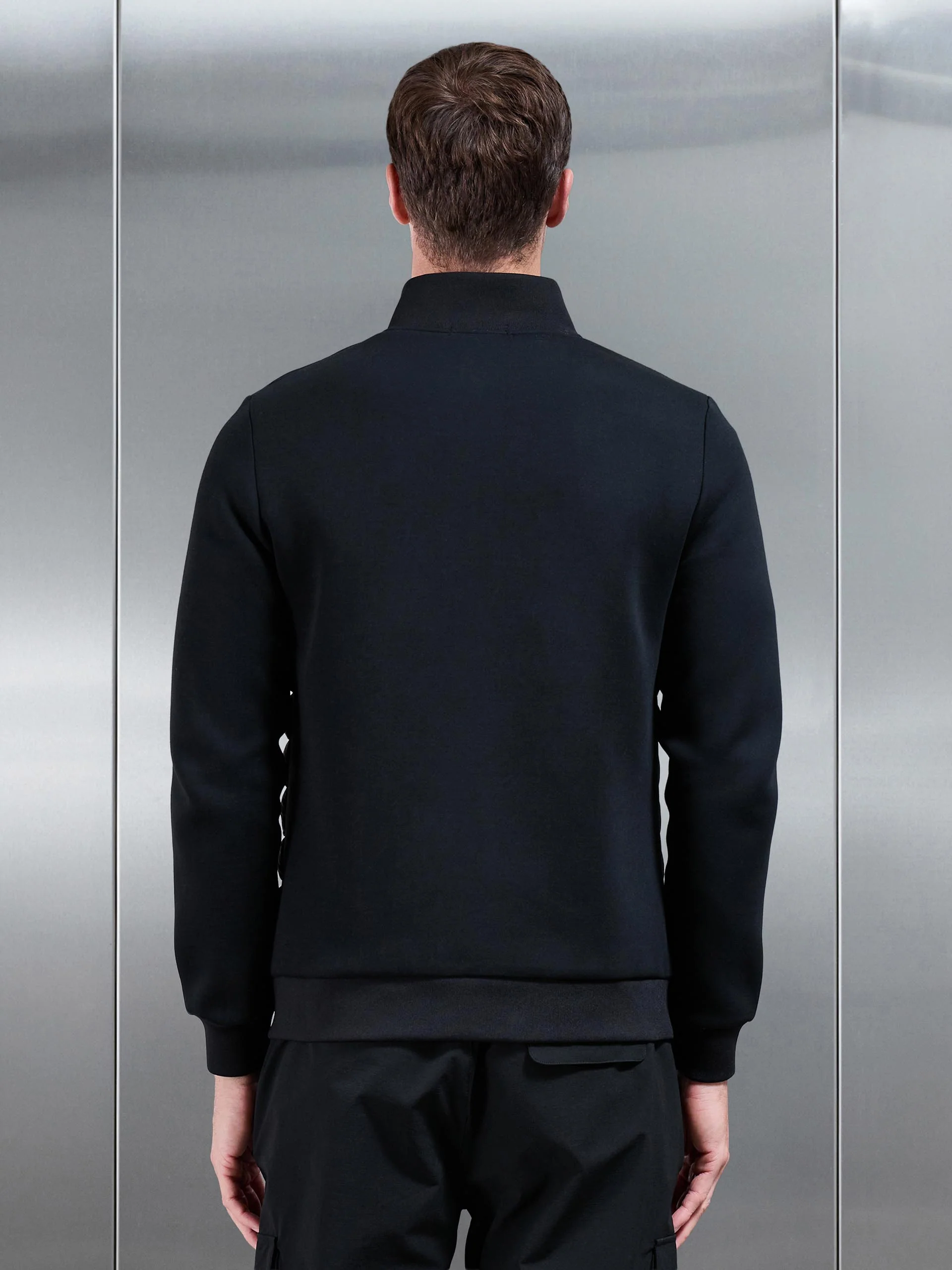 Hybrid Quilted Technical Funnel Neck Jacket in Black - Image 3