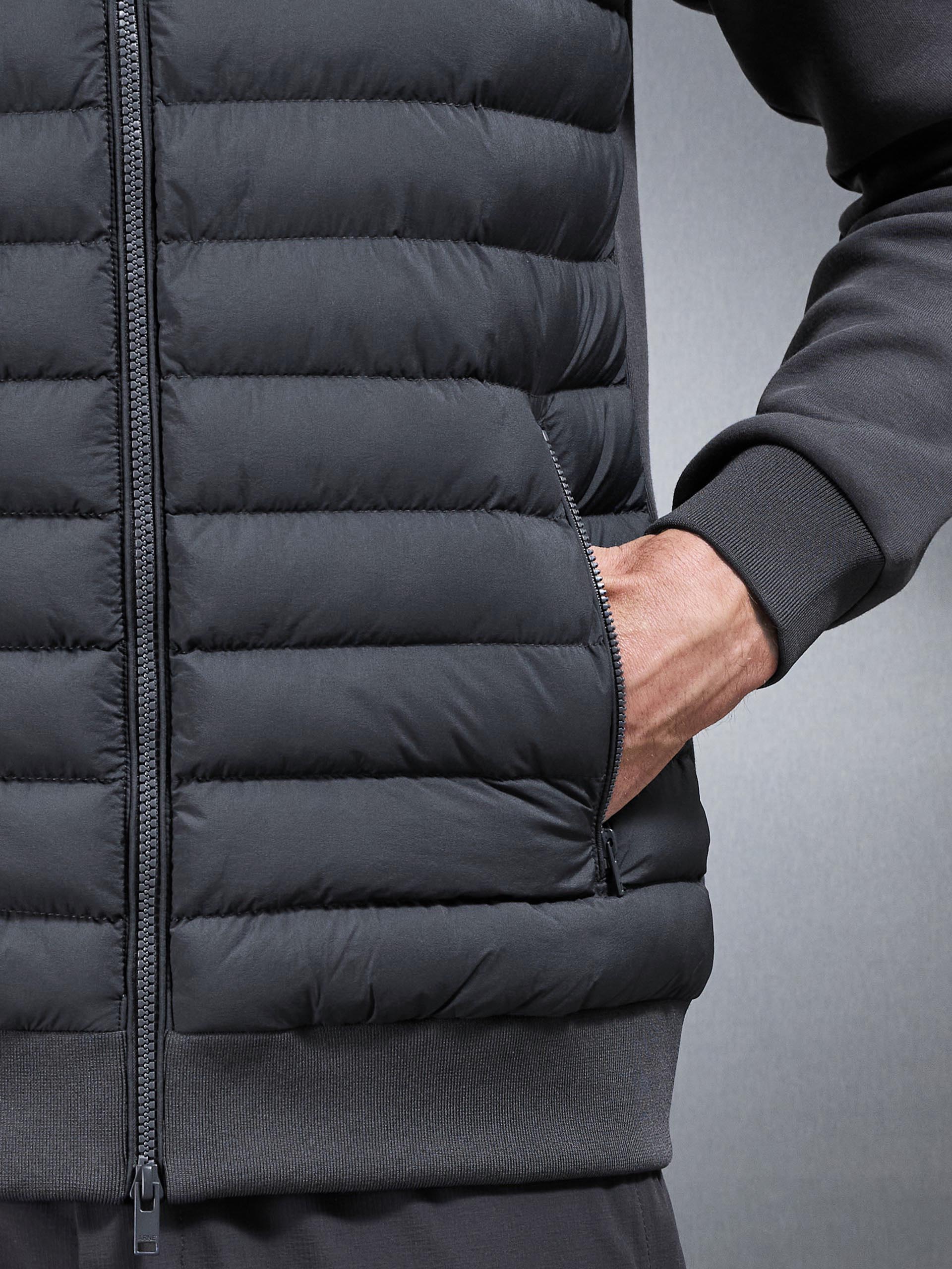 Hybrid Quilted Technical Funnel Neck Jacket in Grey - Image 4