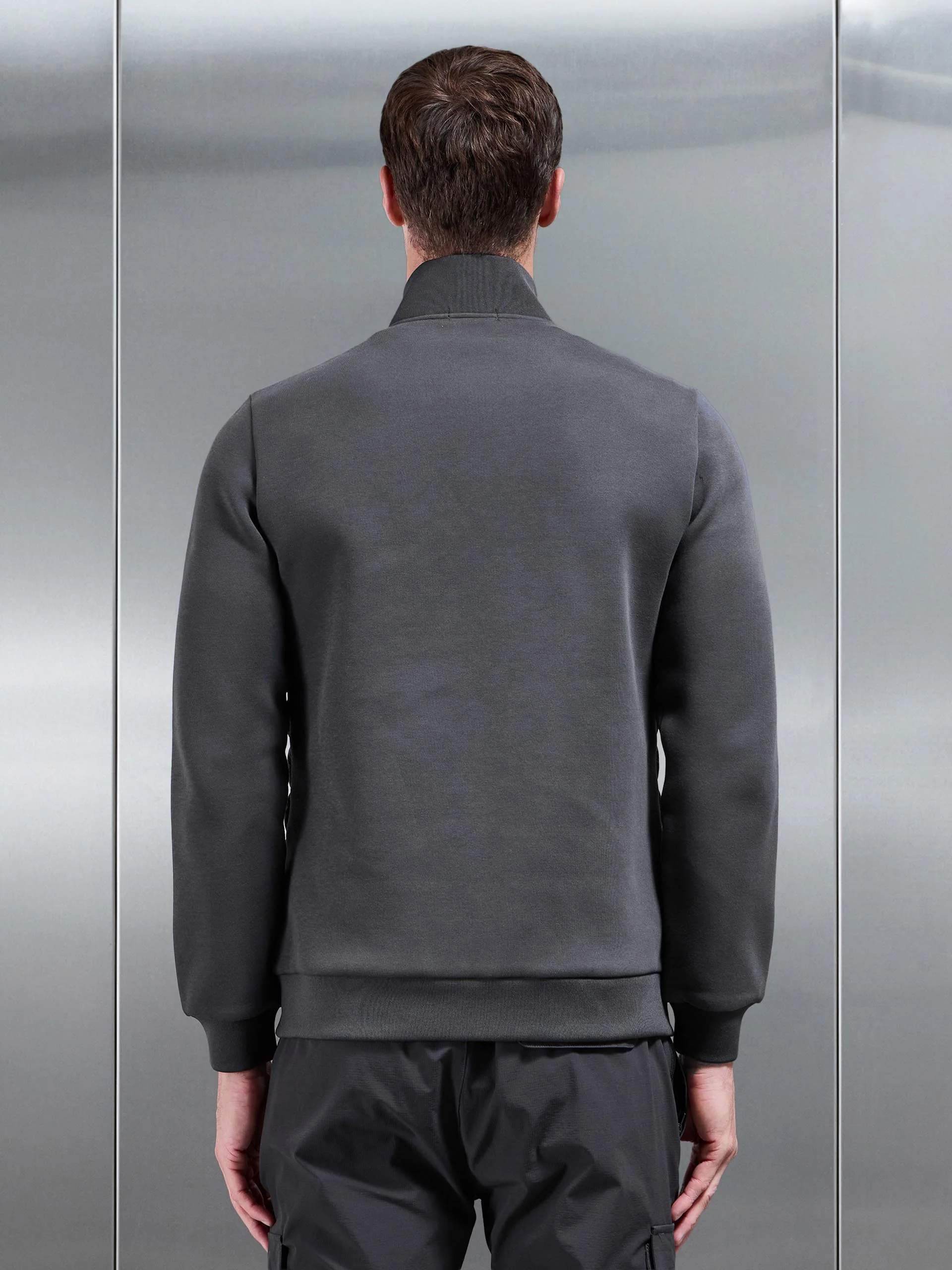 Hybrid Quilted Technical Funnel Neck Jacket in Grey - Image 5