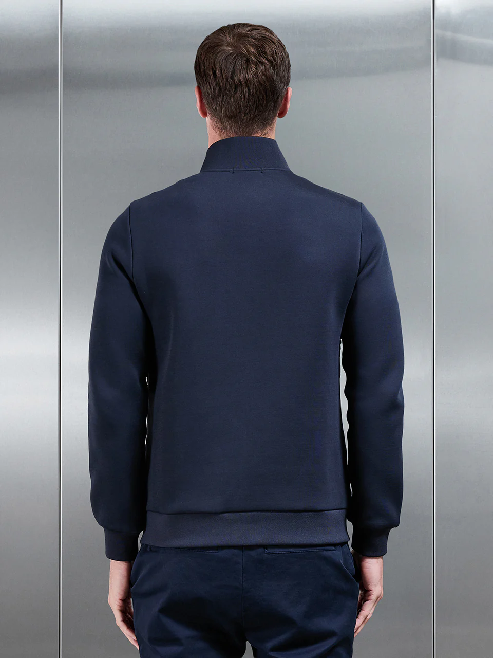 Hybrid Quilted Technical Funnel Neck Jacket in Navy - Image 4