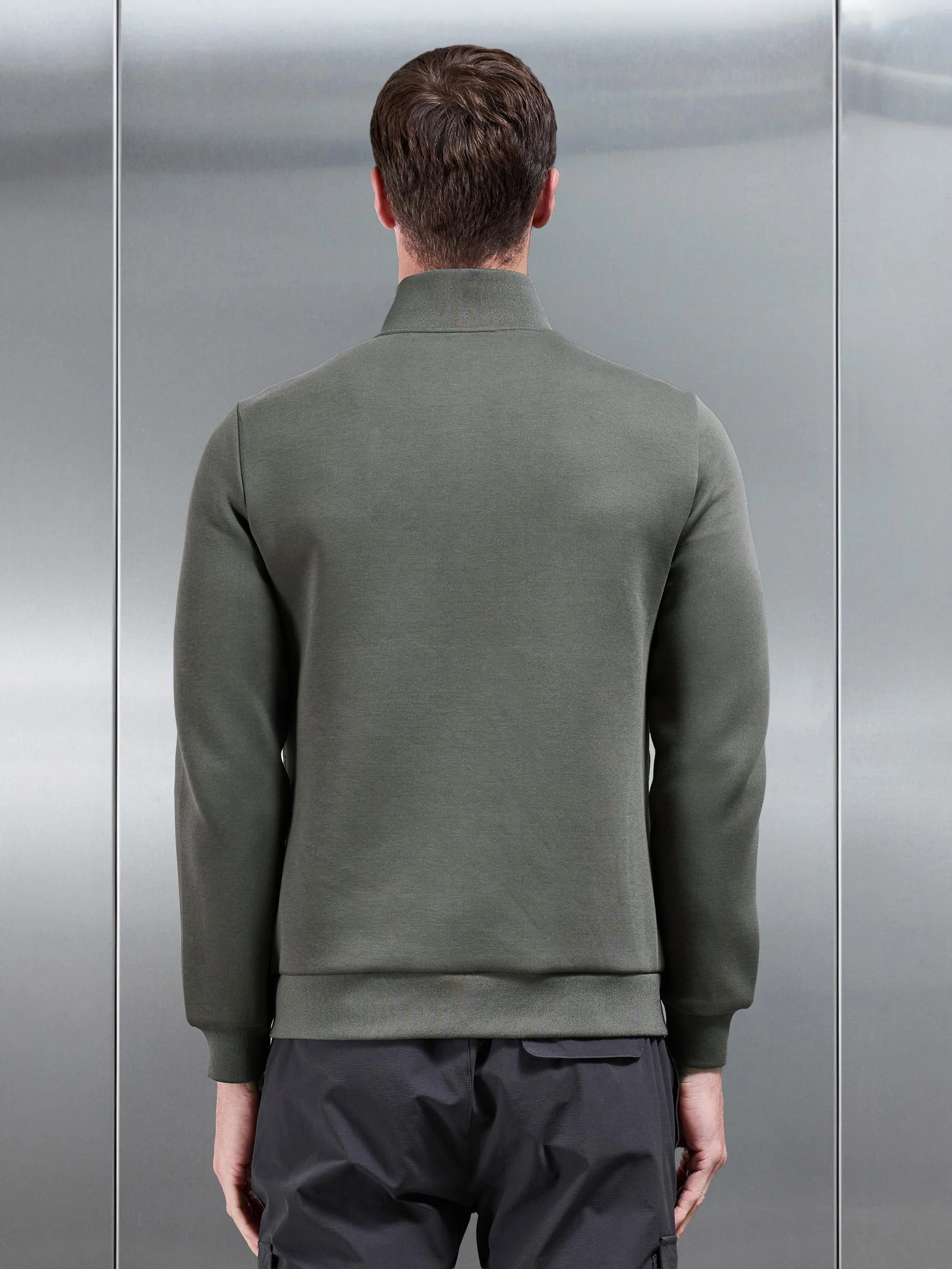 Hybrid Quilted Technical Funnel Neck Jacket in Olive - Image 5