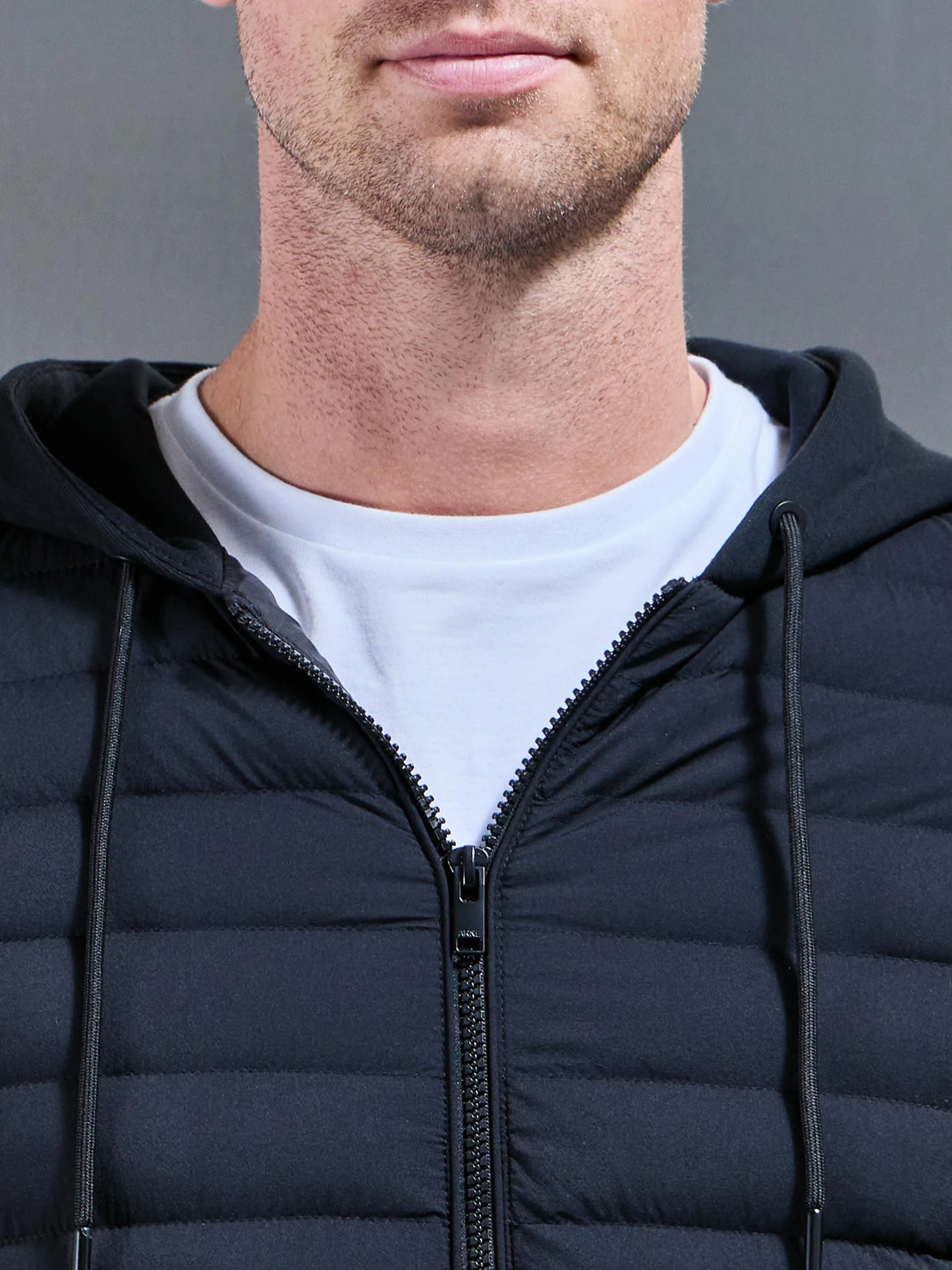Hybrid Quilted Technical Windbreaker in Black - Image 4