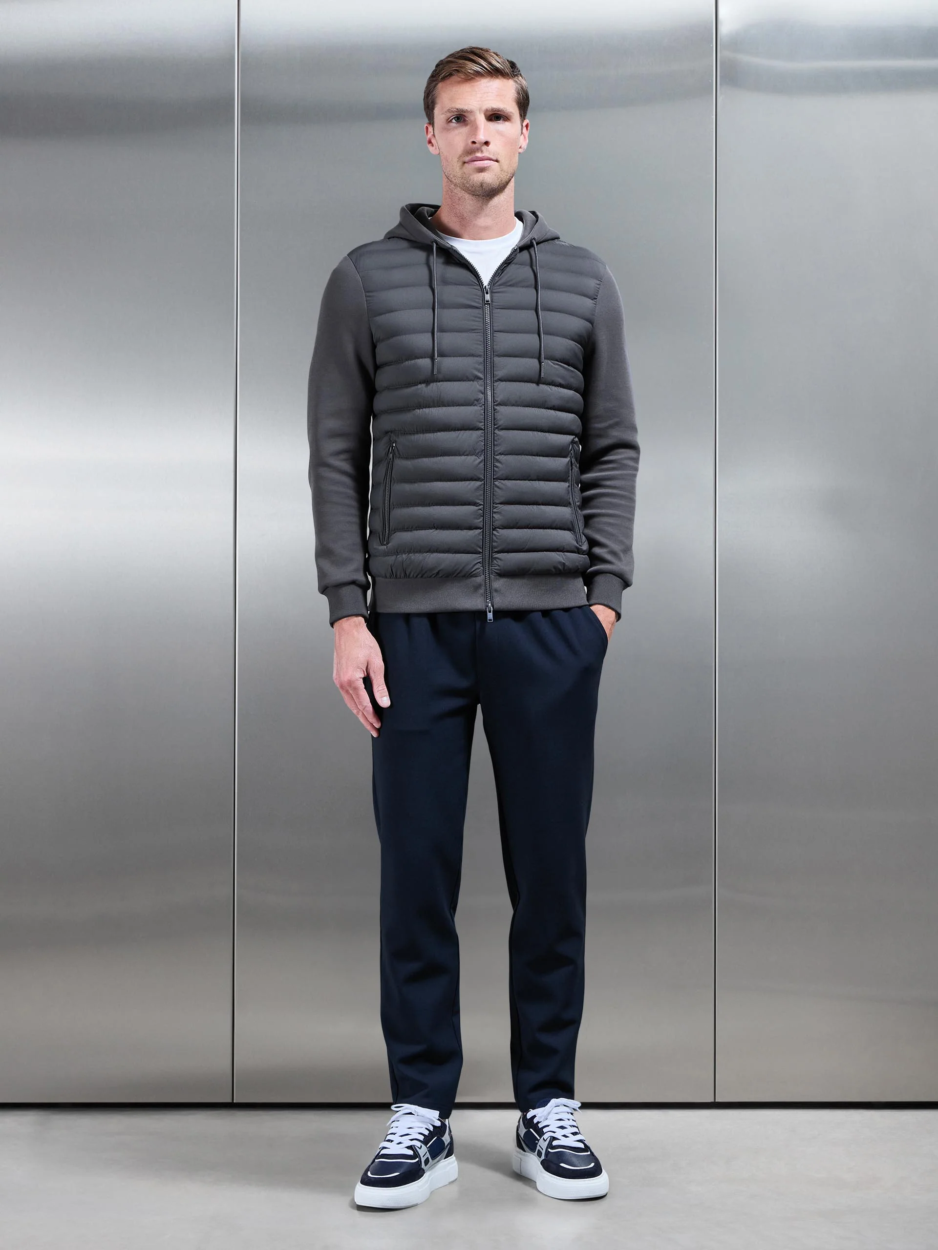 Hybrid Quilted Technical Windbreaker in Grey - Image 2