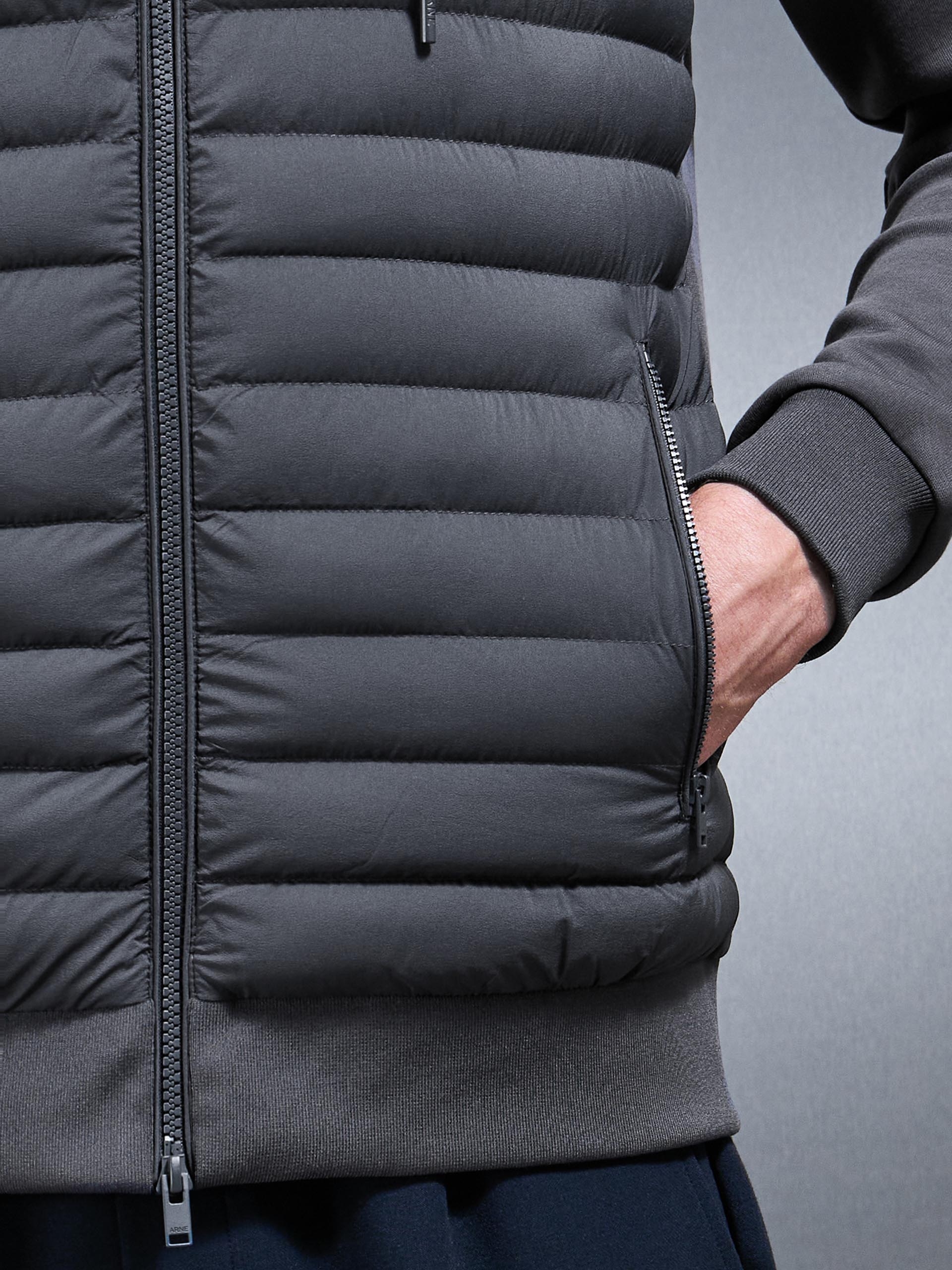 Hybrid Quilted Technical Windbreaker in Grey - Image 5