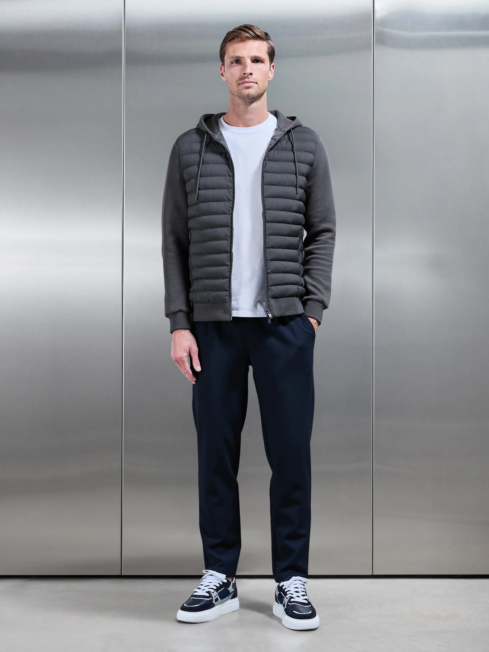 Hybrid Quilted Technical Windbreaker in Grey - Image 7