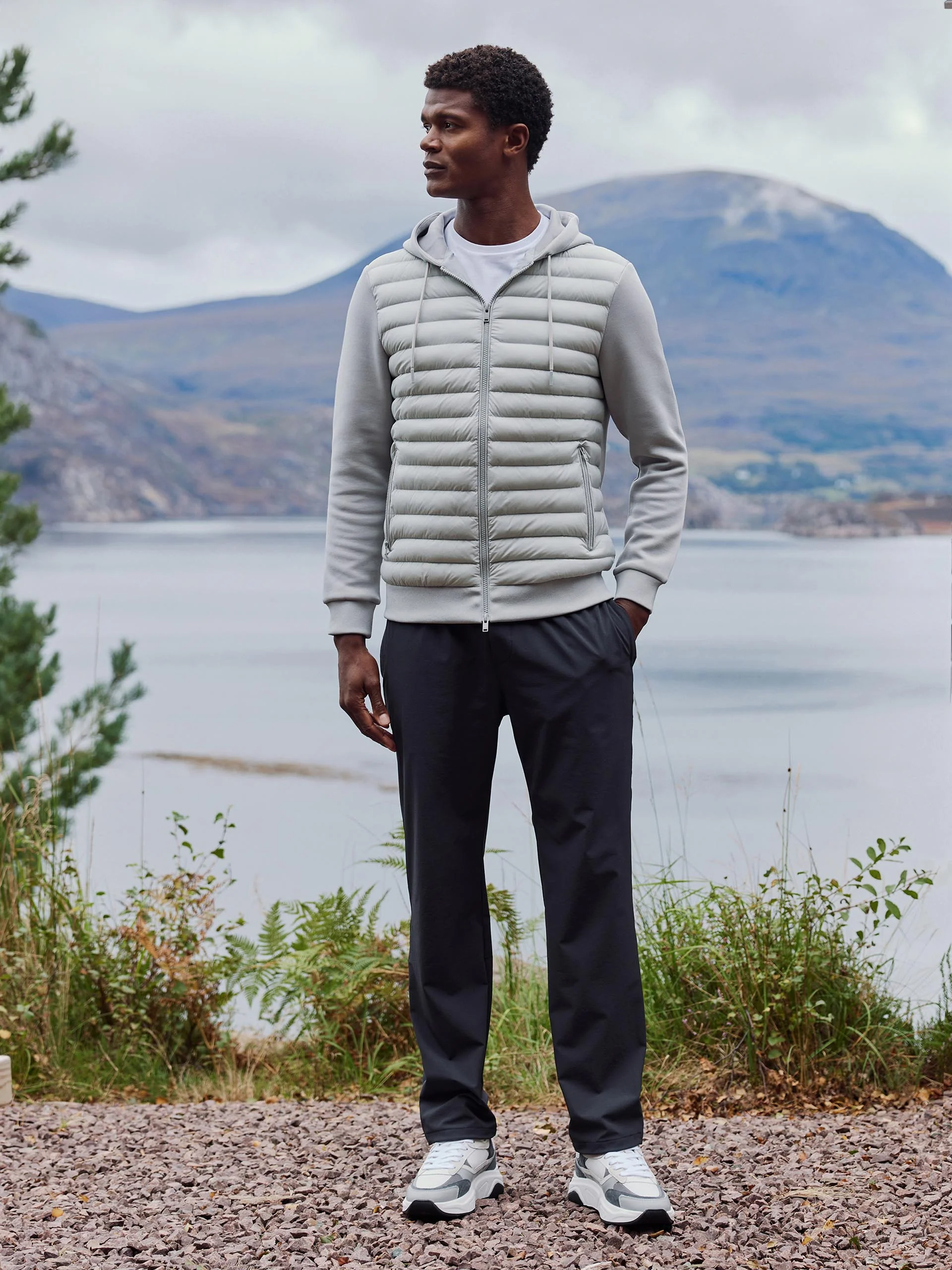 Hybrid Quilted Technical Windbreaker in Mid Grey - Image 2