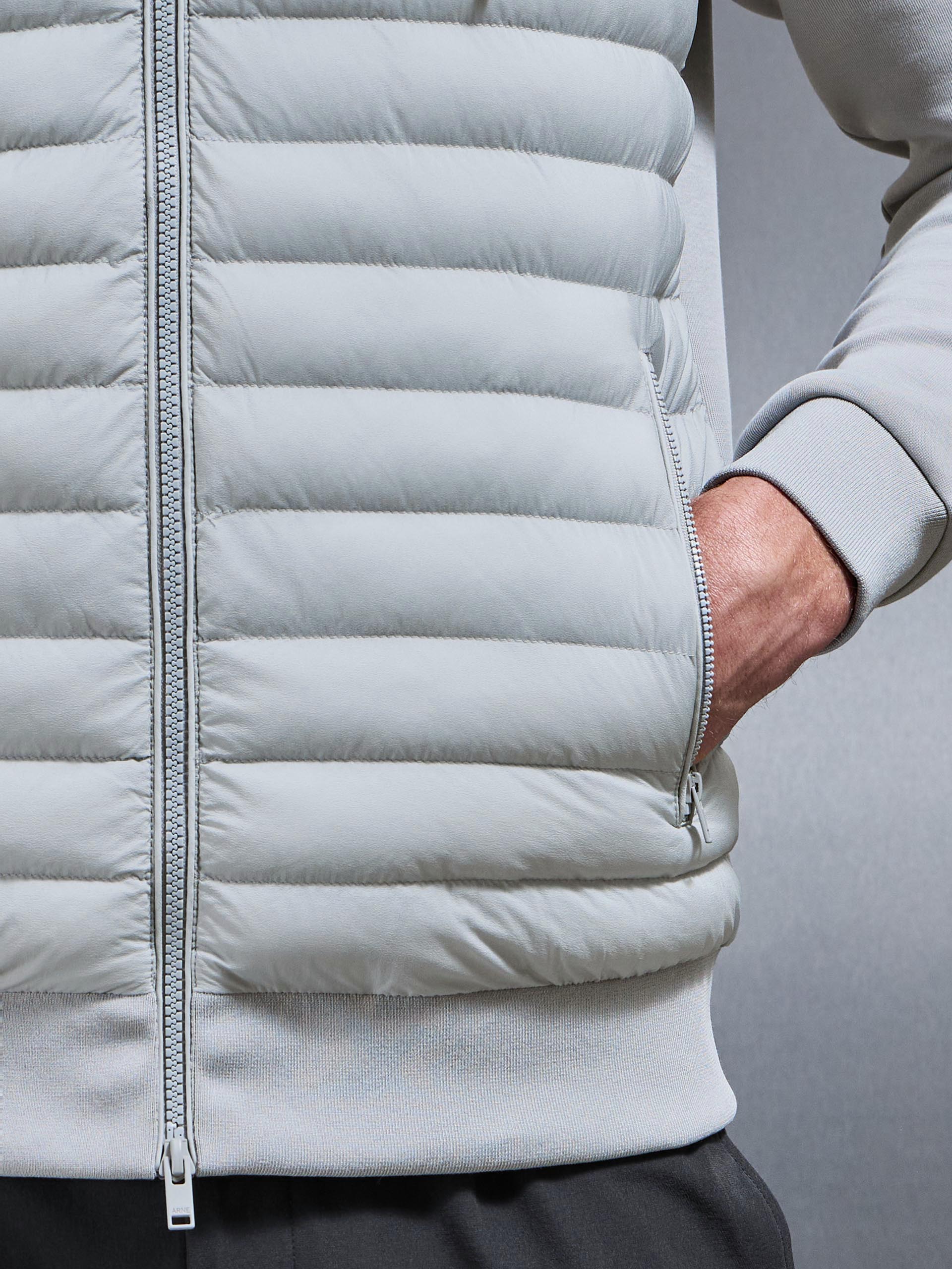 Hybrid Quilted Technical Windbreaker in Mid Grey - Image 6