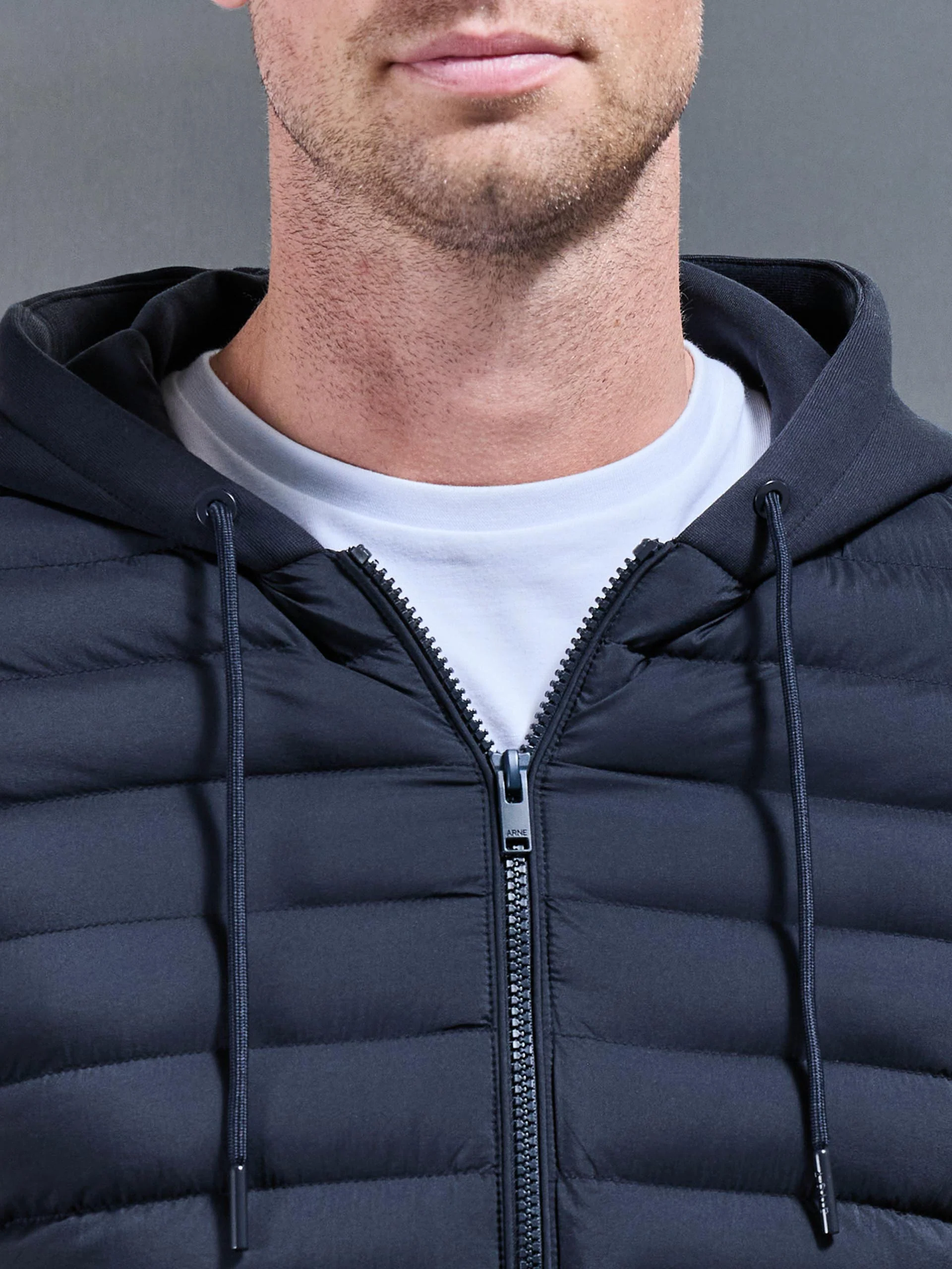 Hybrid Quilted Technical Windbreaker in Navy - Image 4
