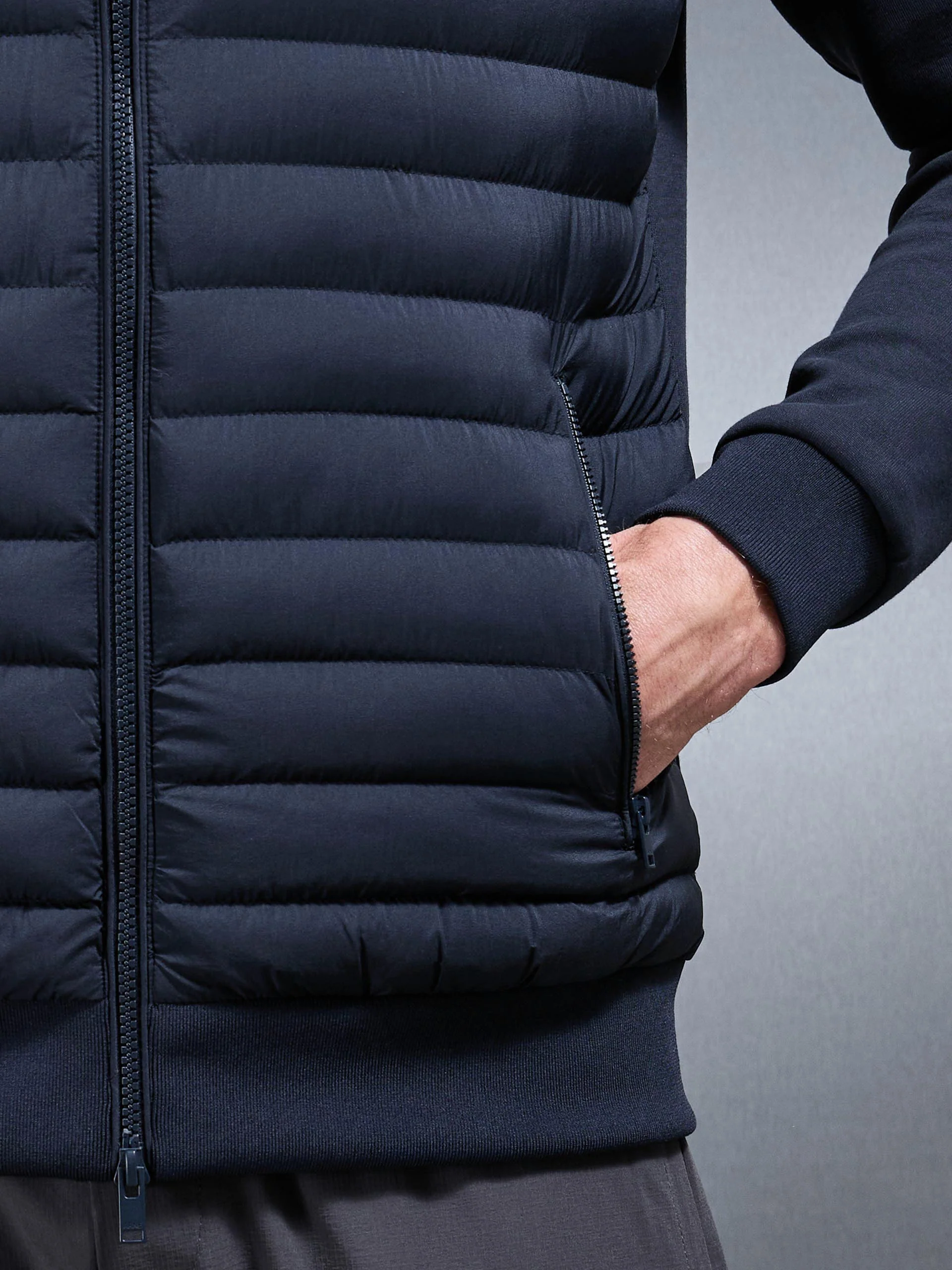 Hybrid Quilted Technical Windbreaker in Navy - Image 5