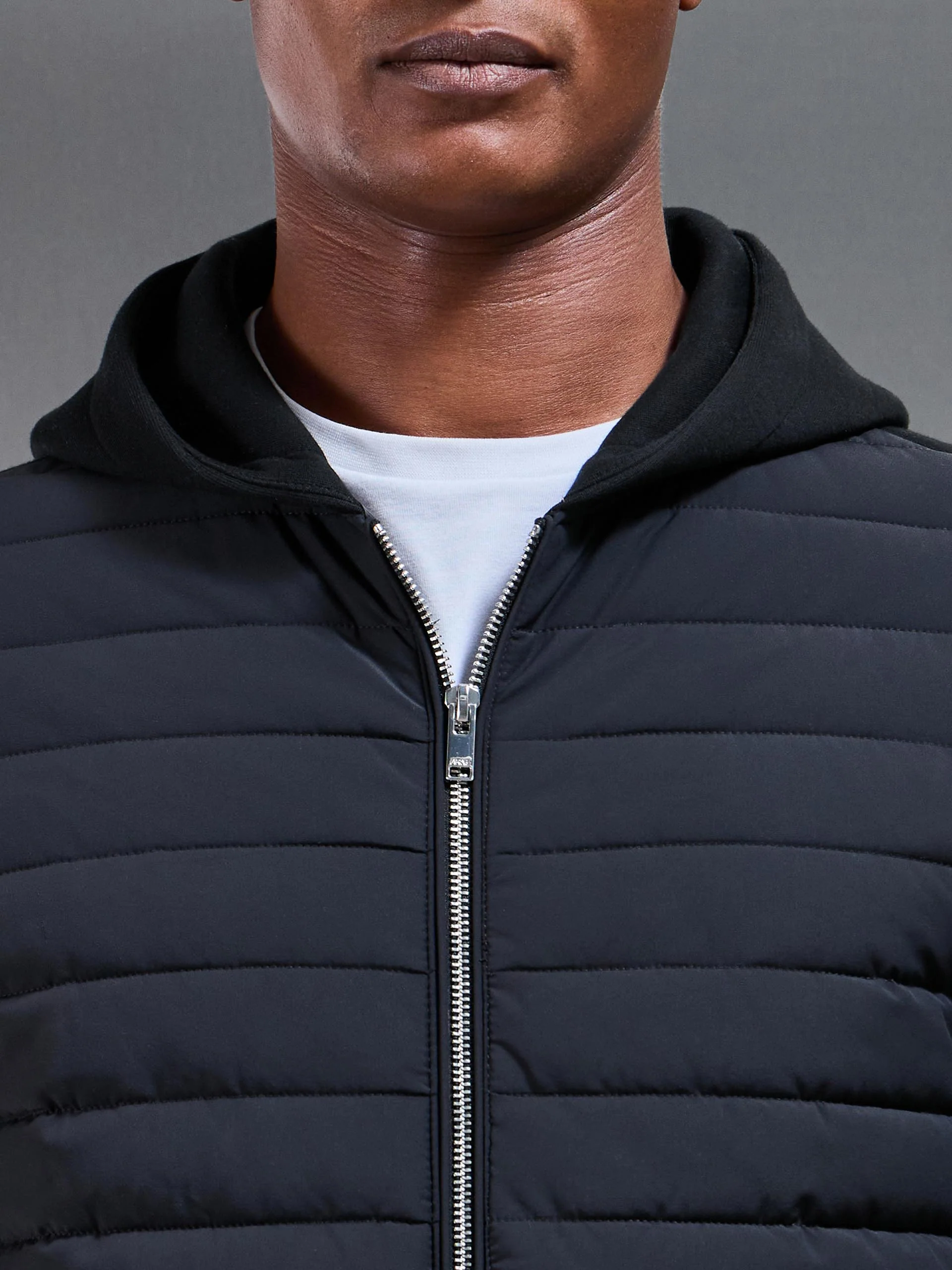 Hybrid Quilted Windbreaker in Black - Image 4