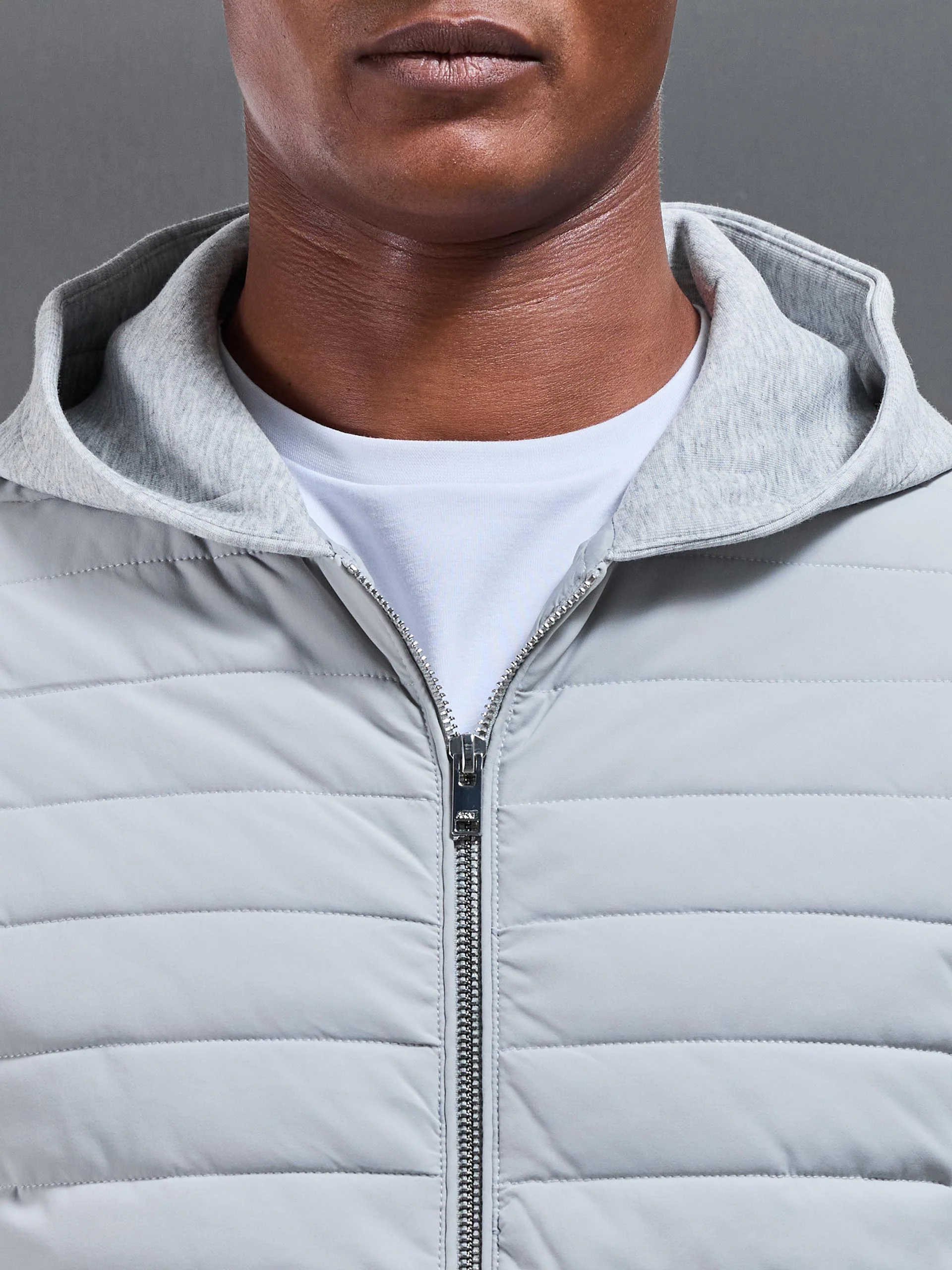 Hybrid Quilted Windbreaker in Marl Grey - Image 5