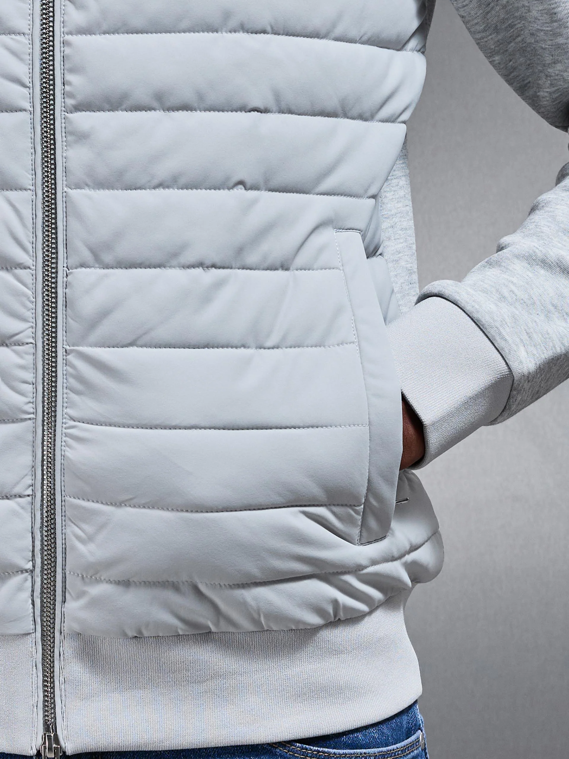 Hybrid Quilted Windbreaker in Marl Grey - Image 6