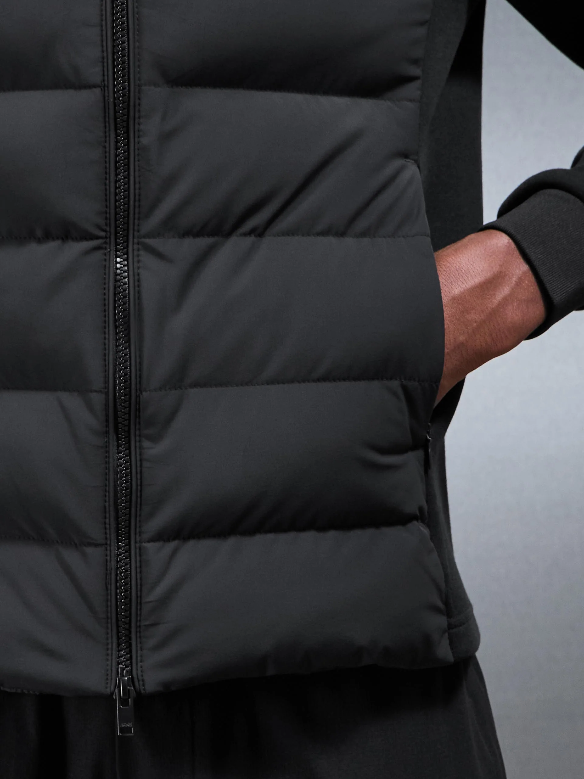 Hybrid Technical Puffer Jacket in Black - Image 4
