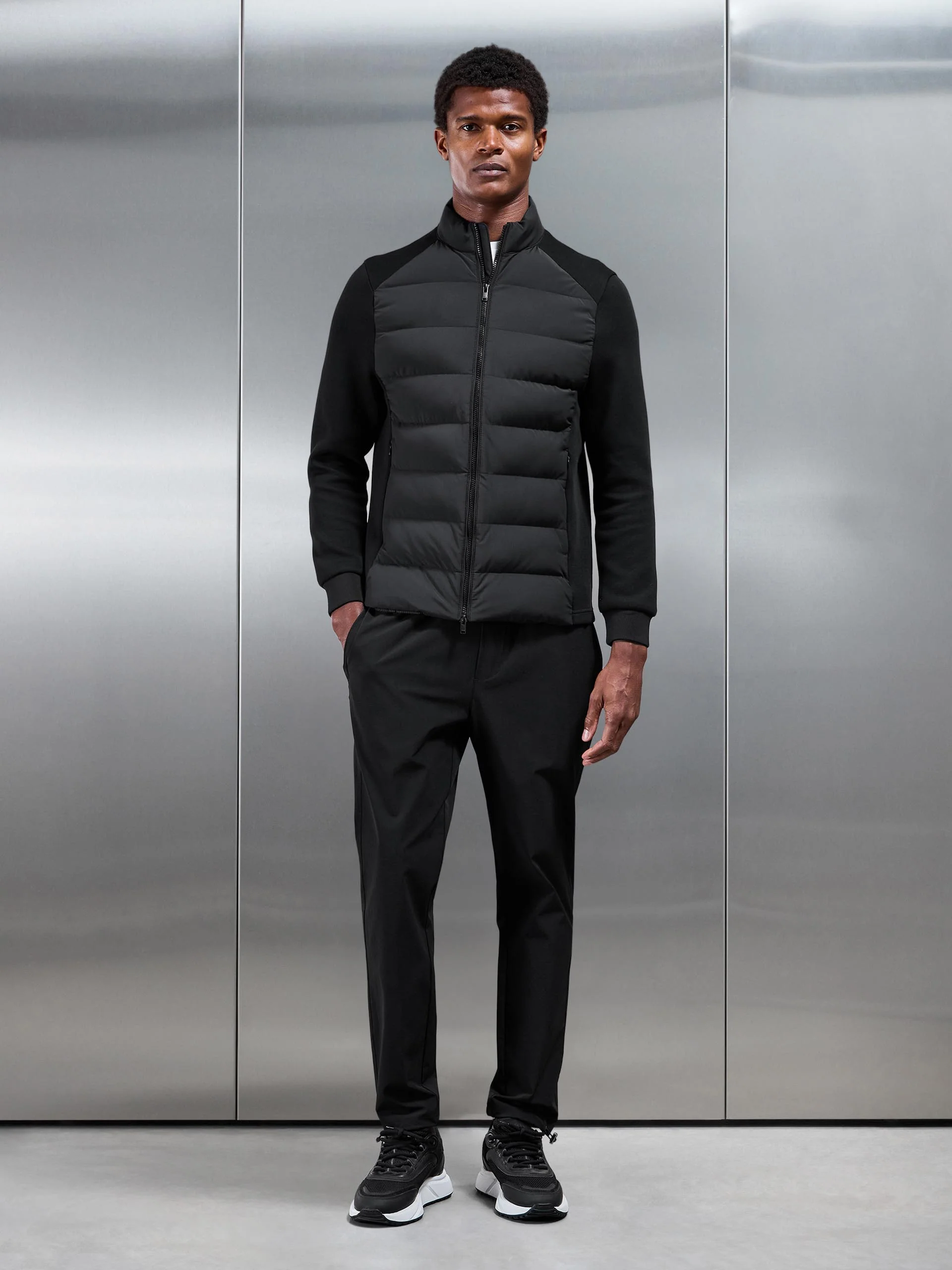 Hybrid Technical Puffer Jacket in Black - Image 6