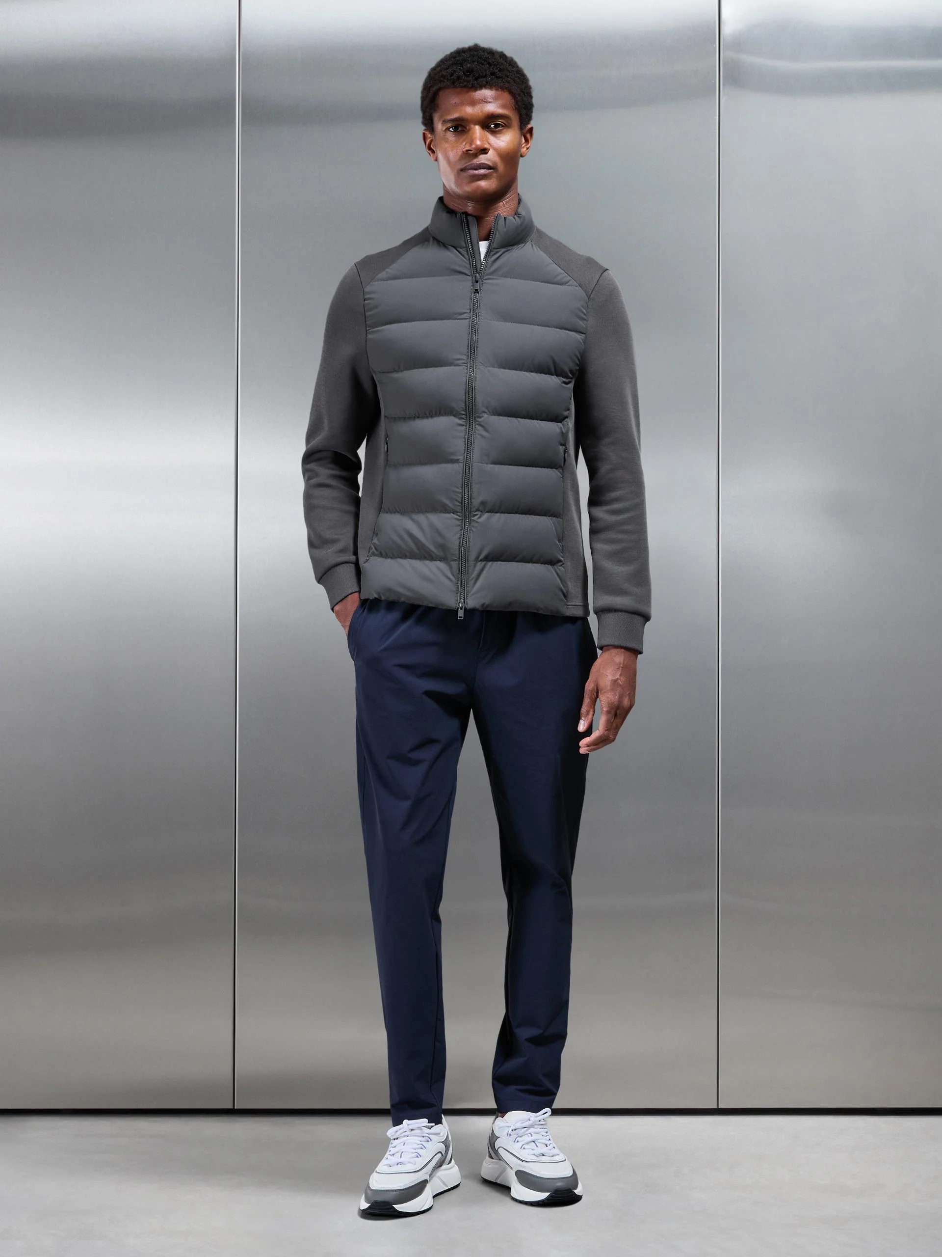 Hybrid Technical Puffer Jacket in Grey - Image 2