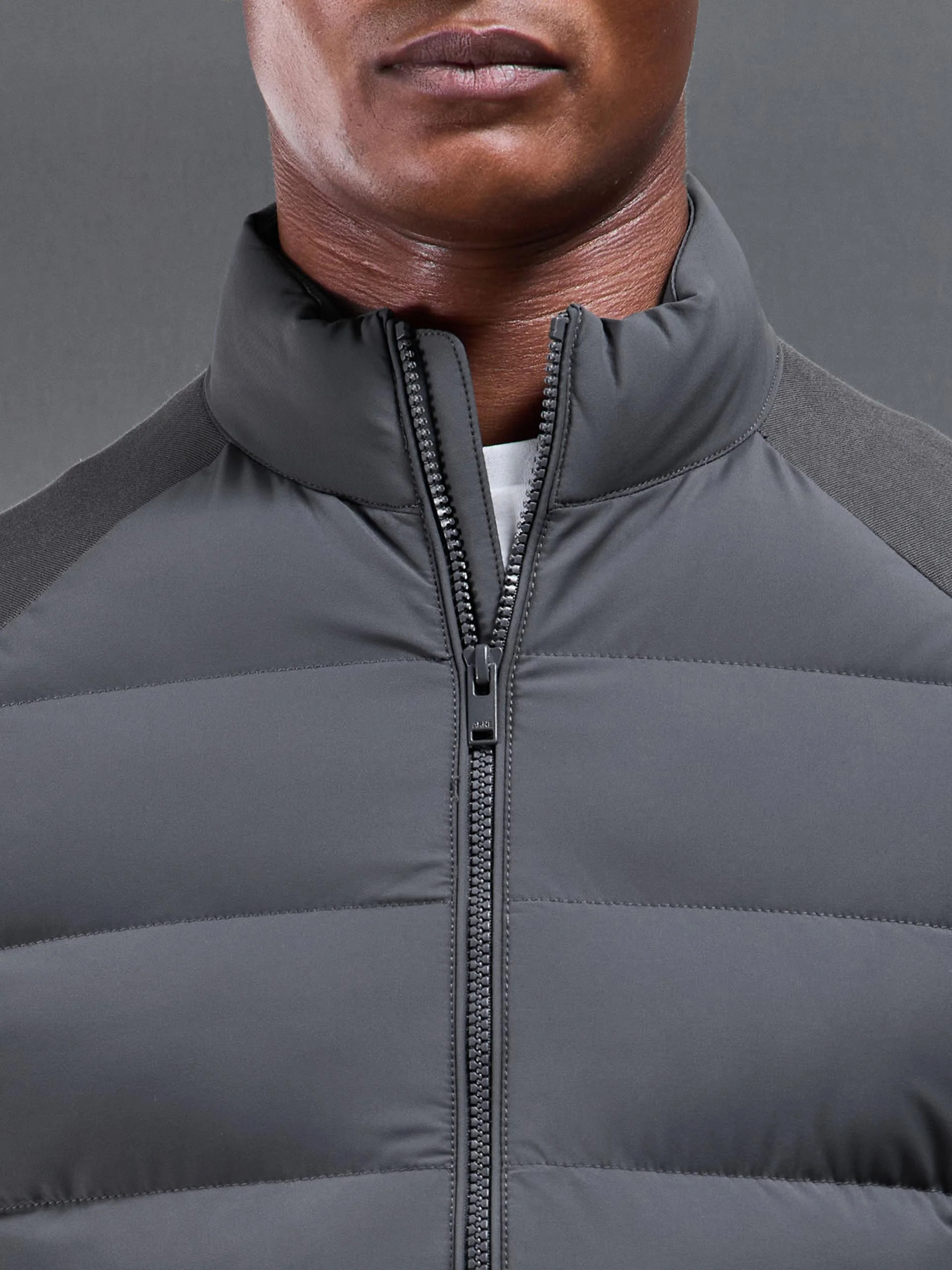 Hybrid Technical Puffer Jacket in Grey - Image 5