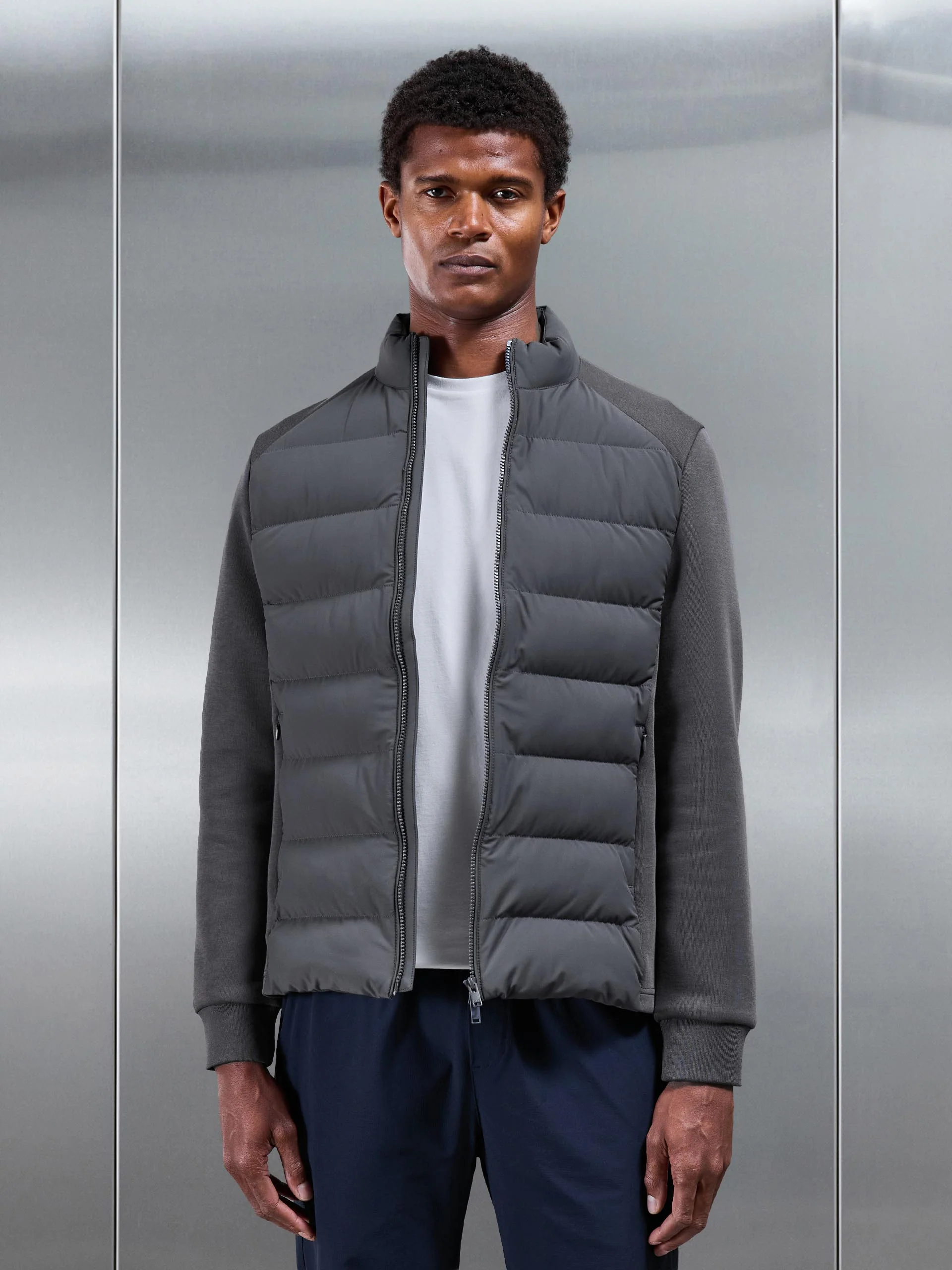 Hybrid Technical Puffer Jacket in Grey - Image 6