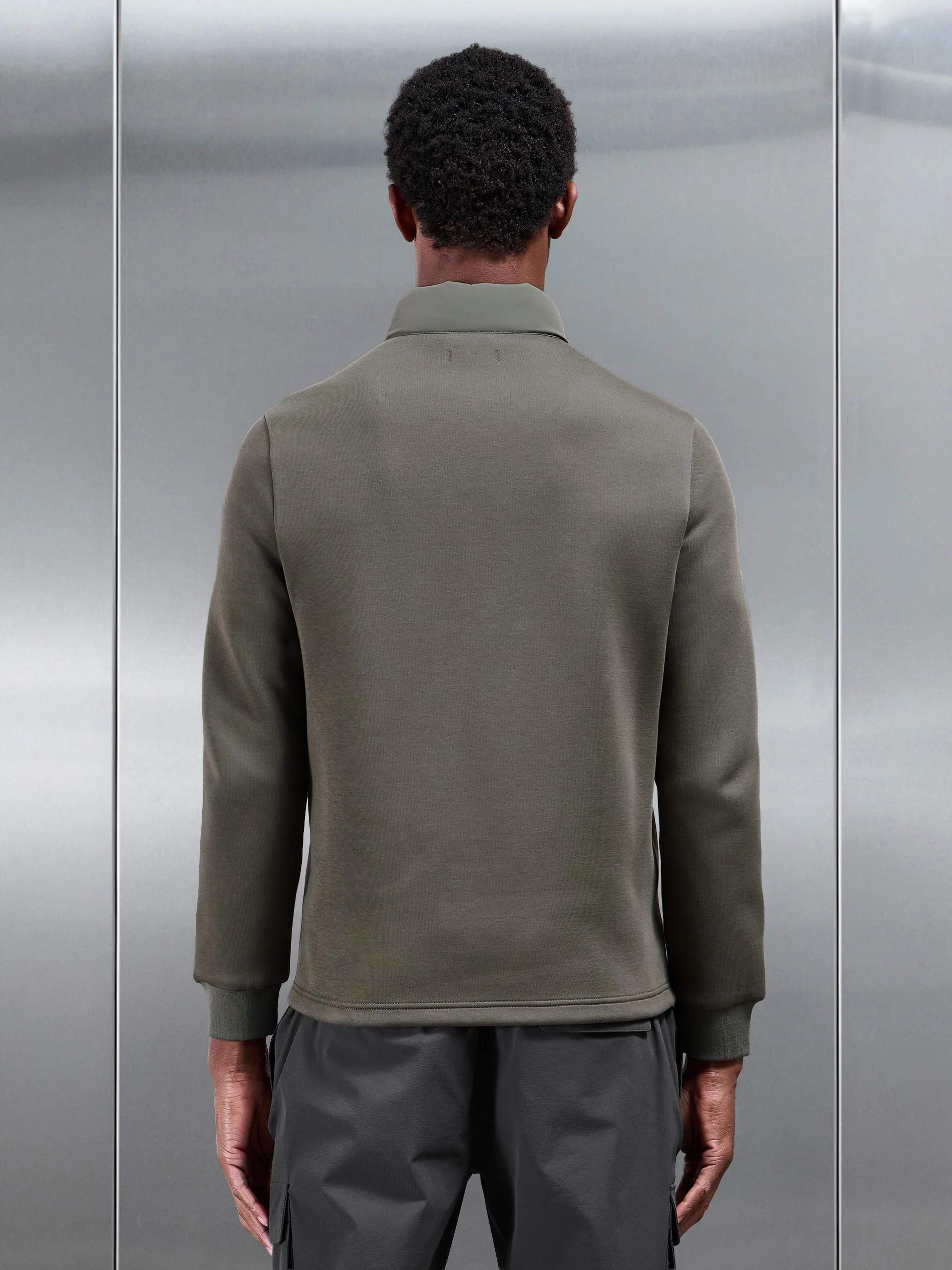 Hybrid Technical Puffer Jacket in Olive - Image 3
