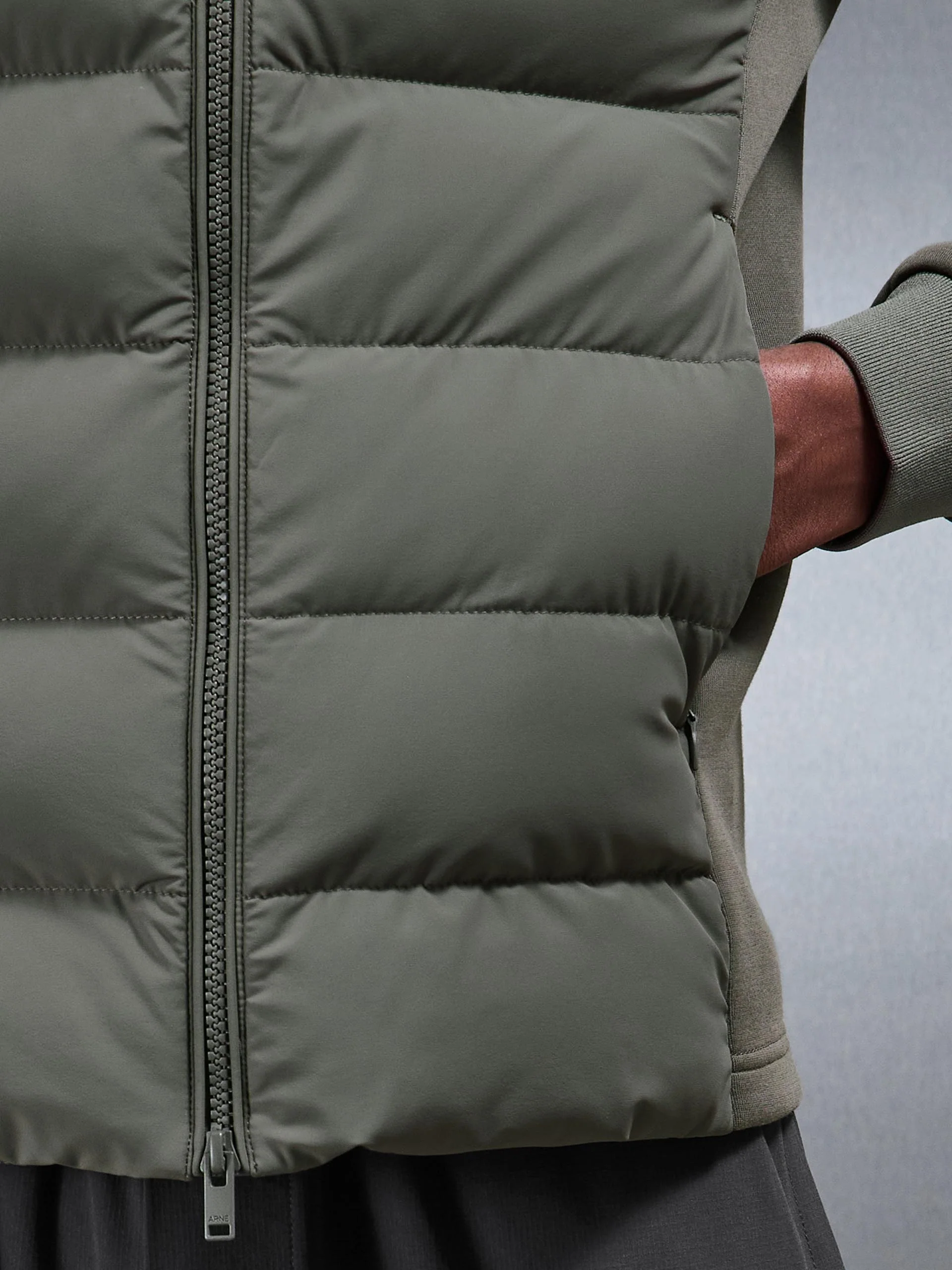 Hybrid Technical Puffer Jacket in Olive - Image 5