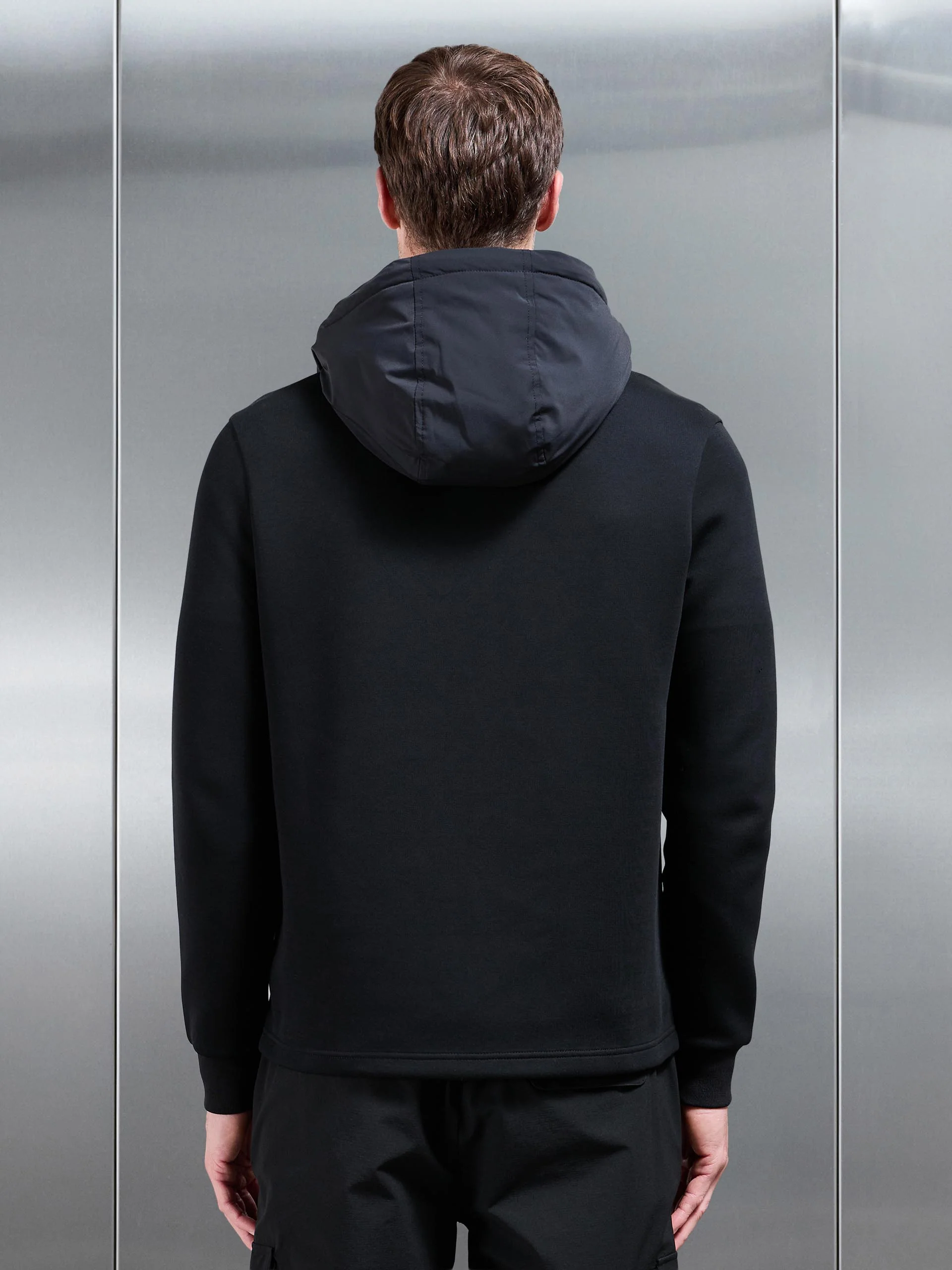 Hybrid Technical Puffer Windbreaker in Black - Image 3