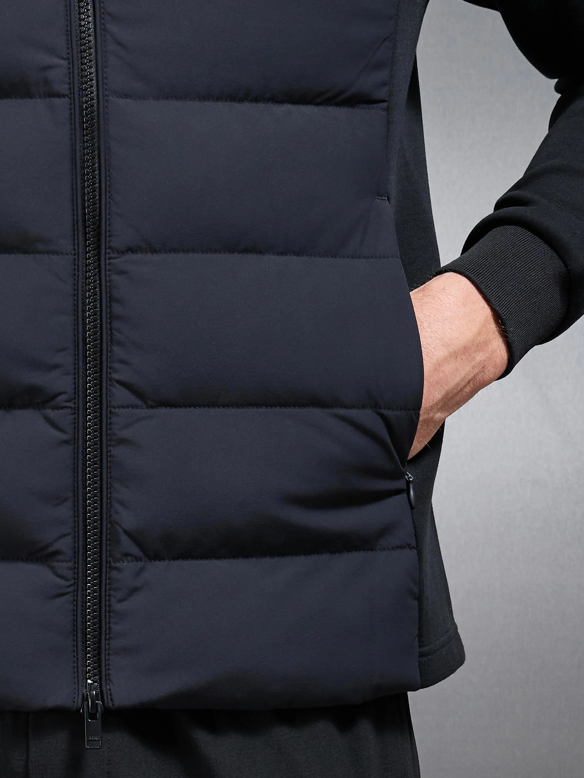 Hybrid Technical Puffer Windbreaker in Black - Image 5