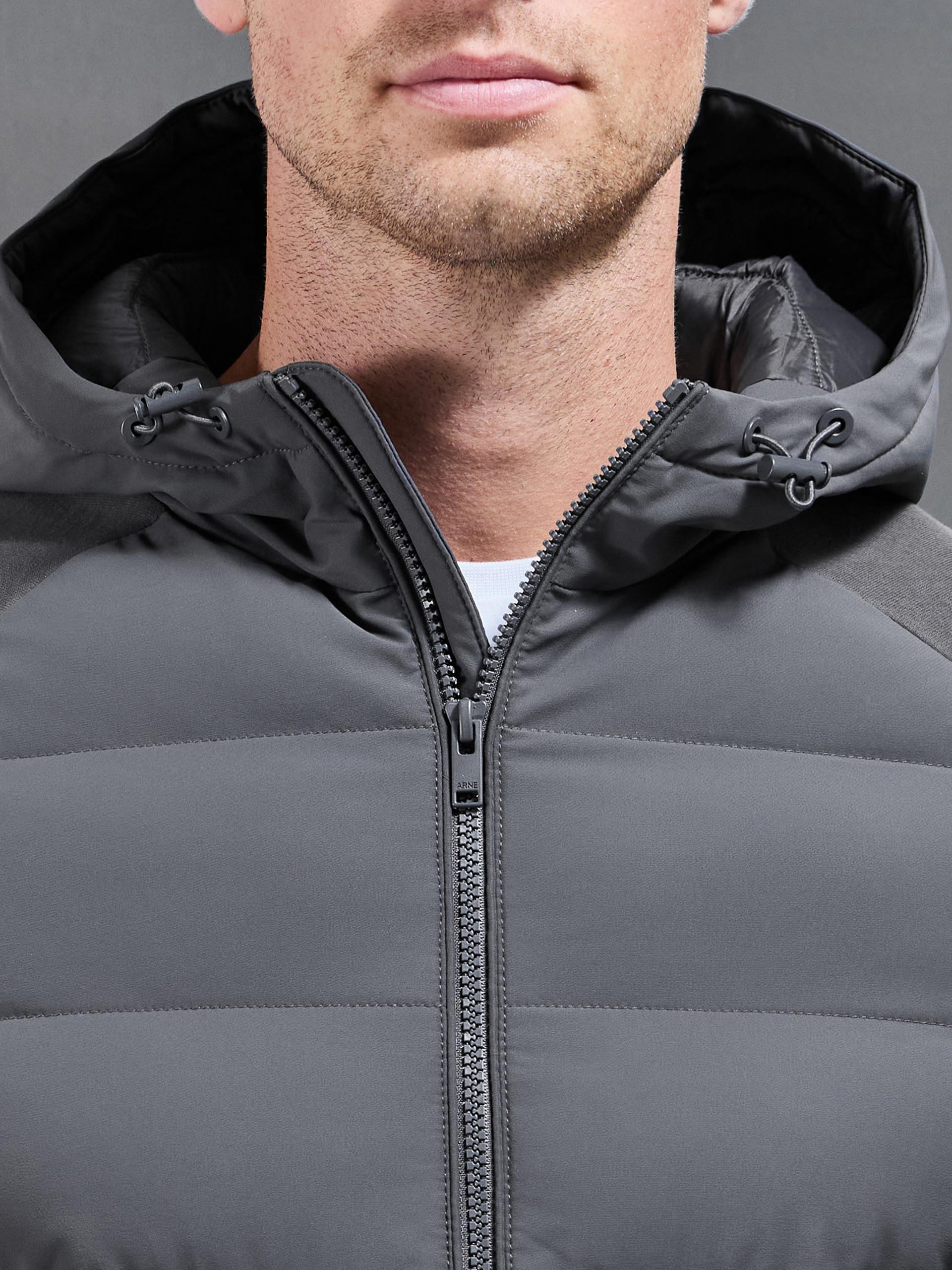 Hybrid Technical Puffer Windbreaker in Grey - Image 4