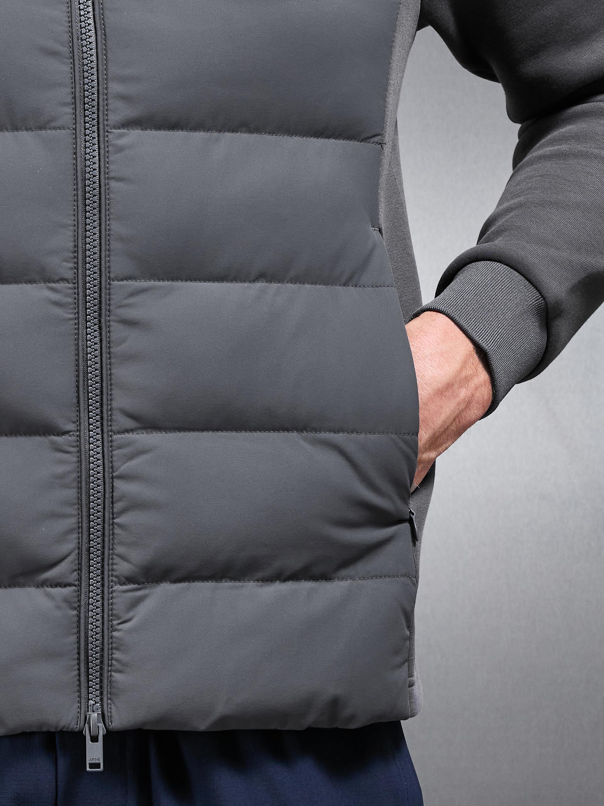 Hybrid Technical Puffer Windbreaker in Grey - Image 5
