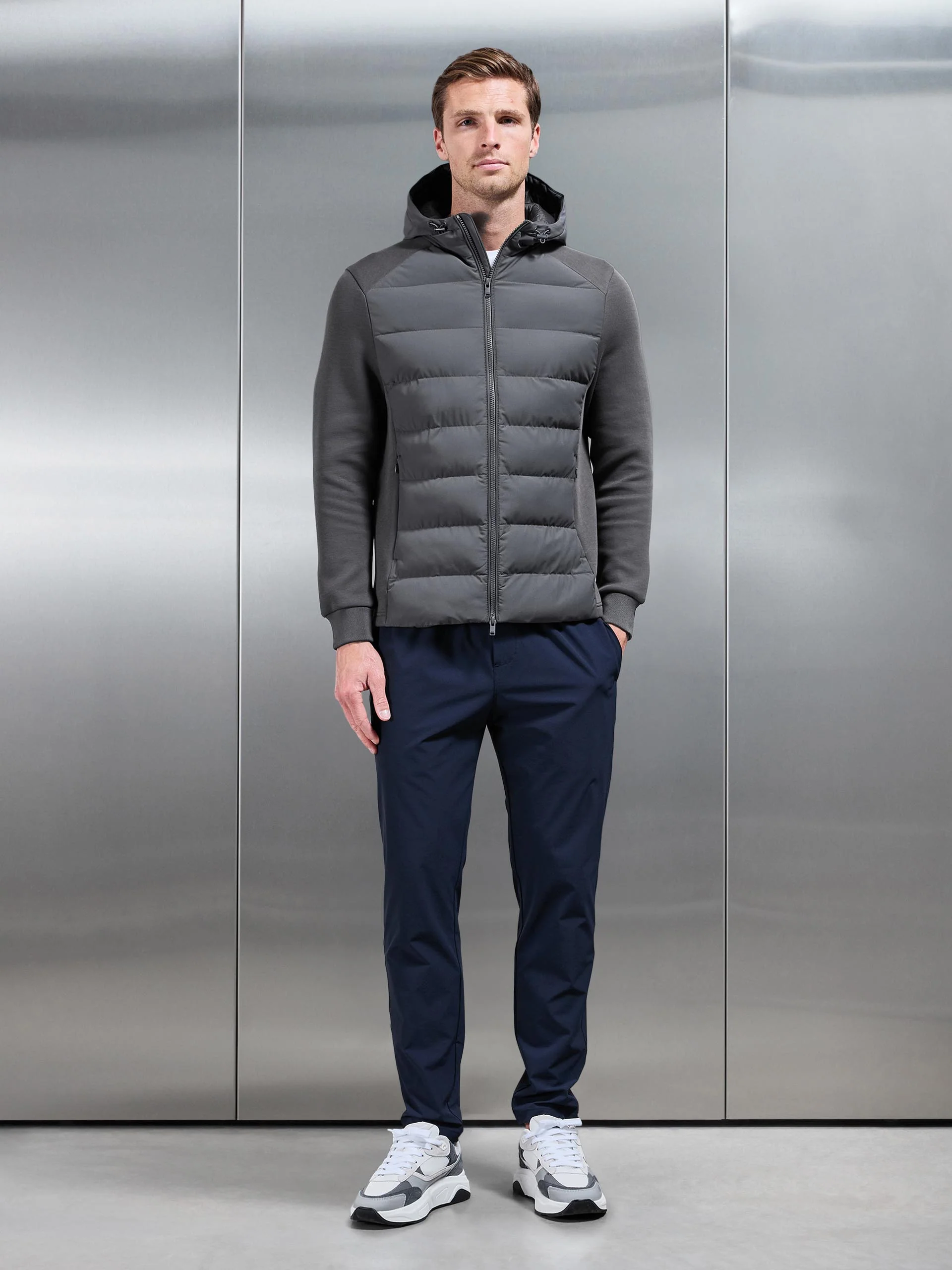 Hybrid Technical Puffer Windbreaker in Grey - Image 6