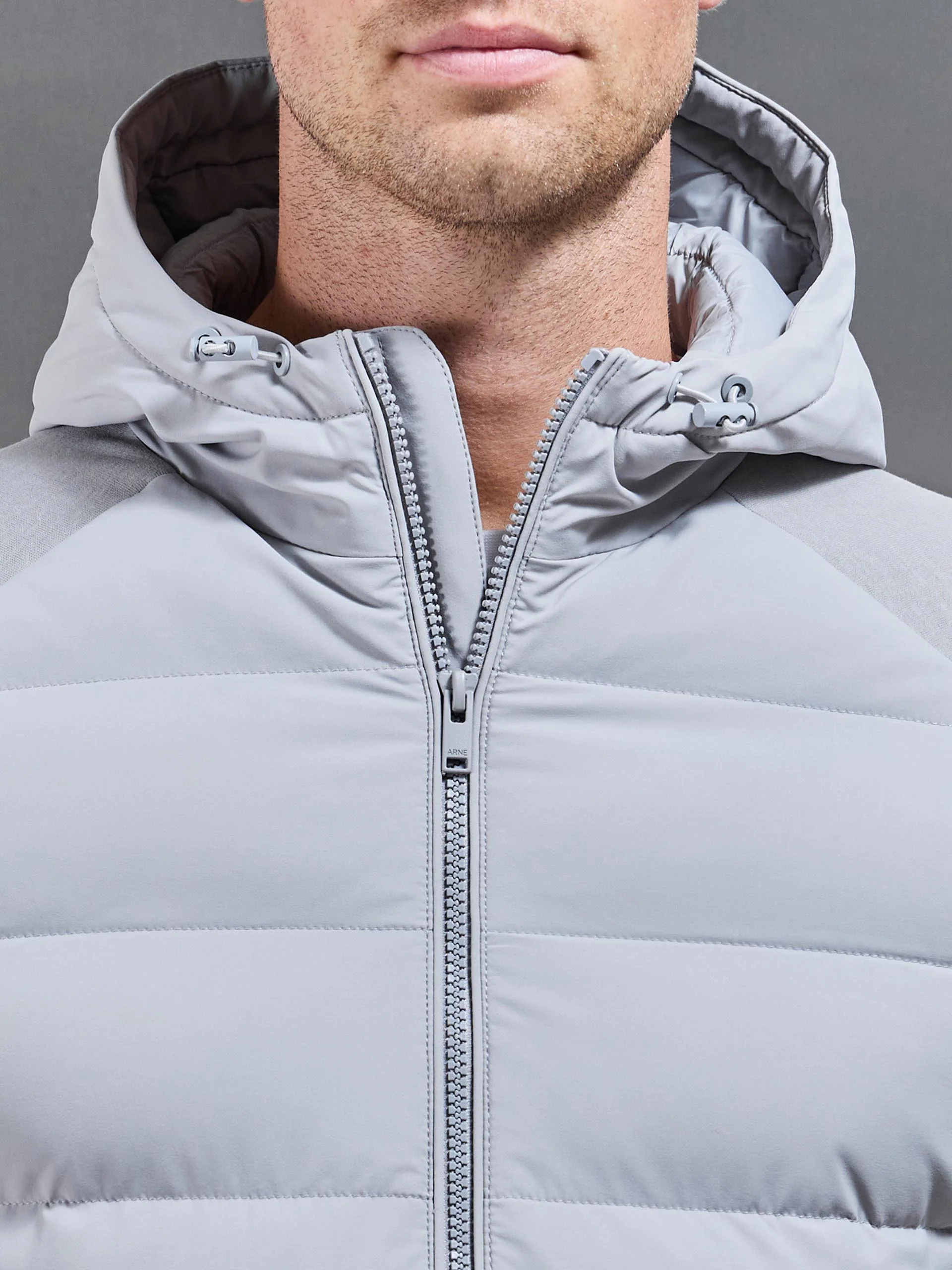 Hybrid Technical Puffer Windbreaker in Mid Grey - Image 4