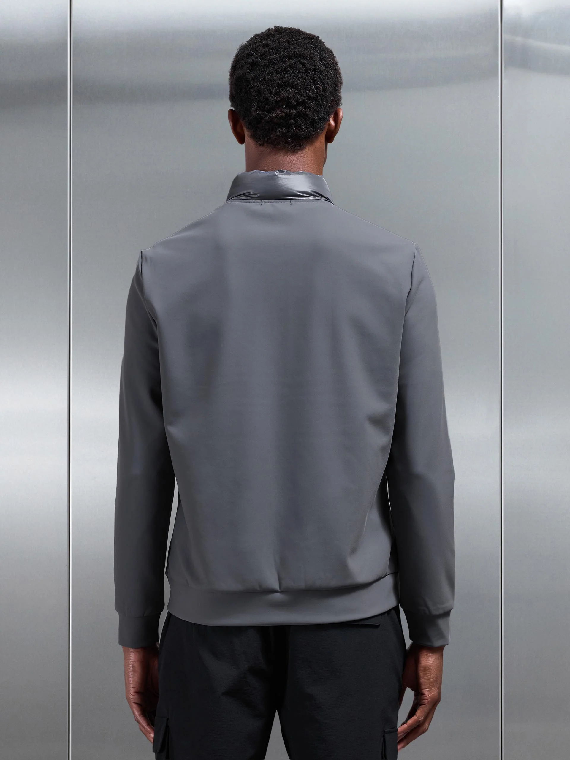 Hybrid Zip Through Puffer Jacket in Grey - Image 4