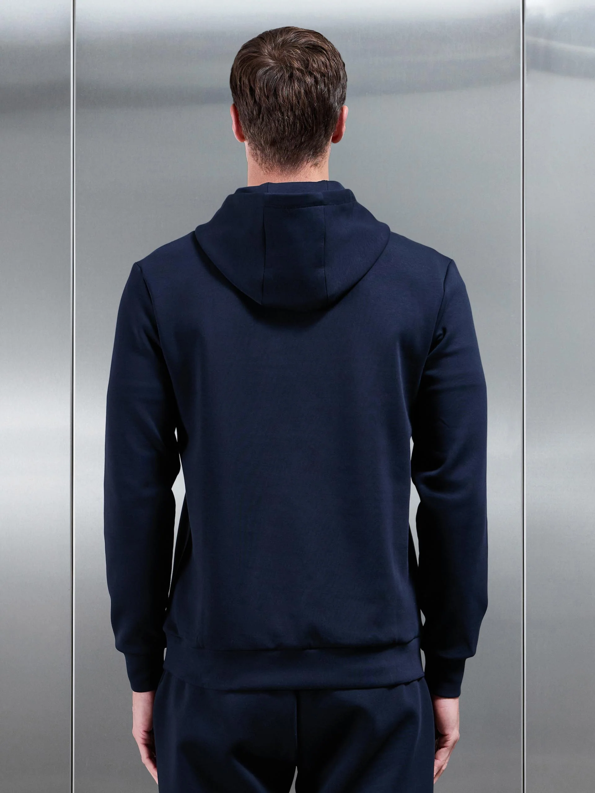 Interlock Jersey Essential Hoodie in Navy - Image 3