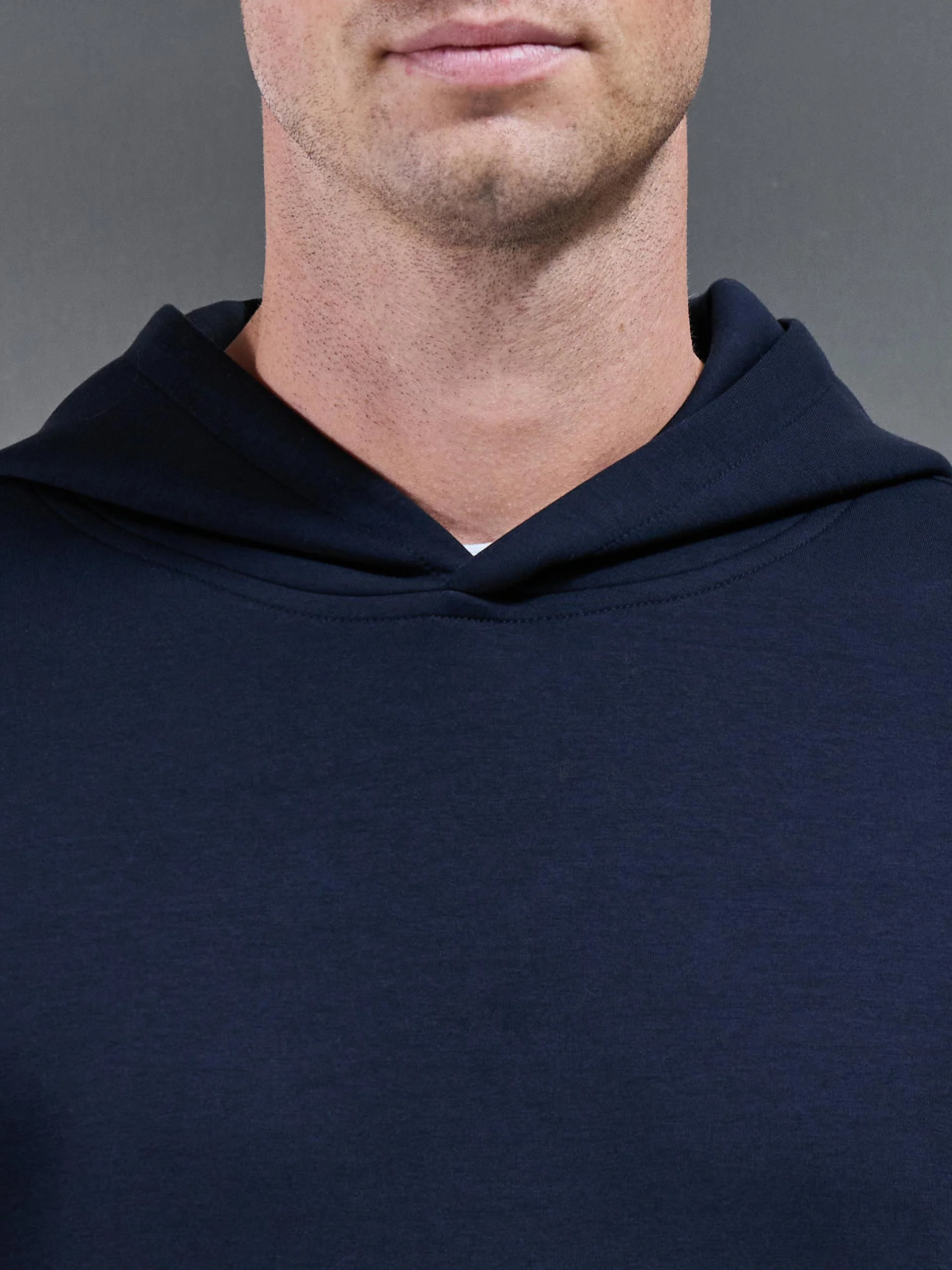 Interlock Jersey Essential Hoodie in Navy - Image 4