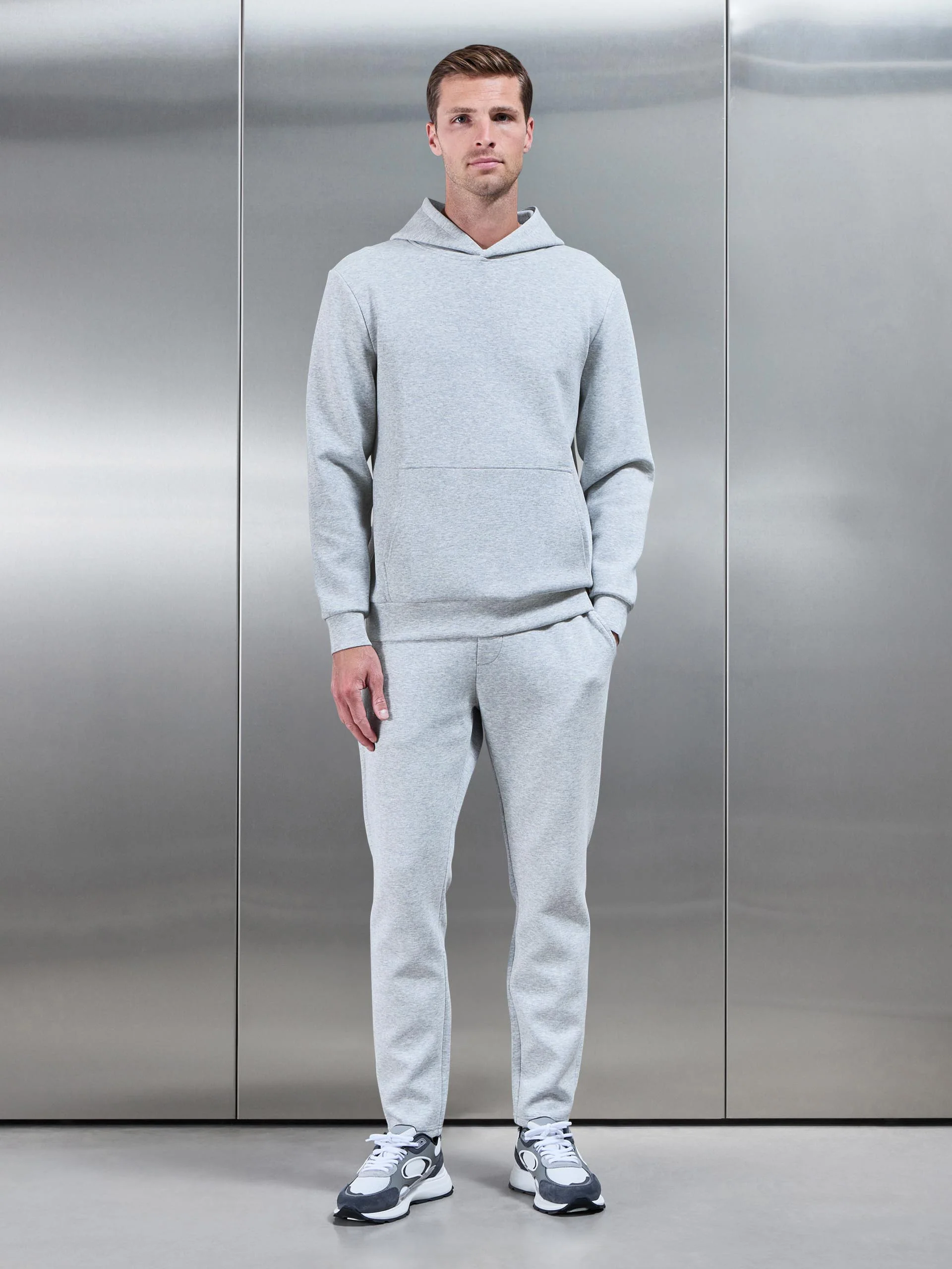 Interlock Jersey Essential Jogger in Marl Grey - Image 3