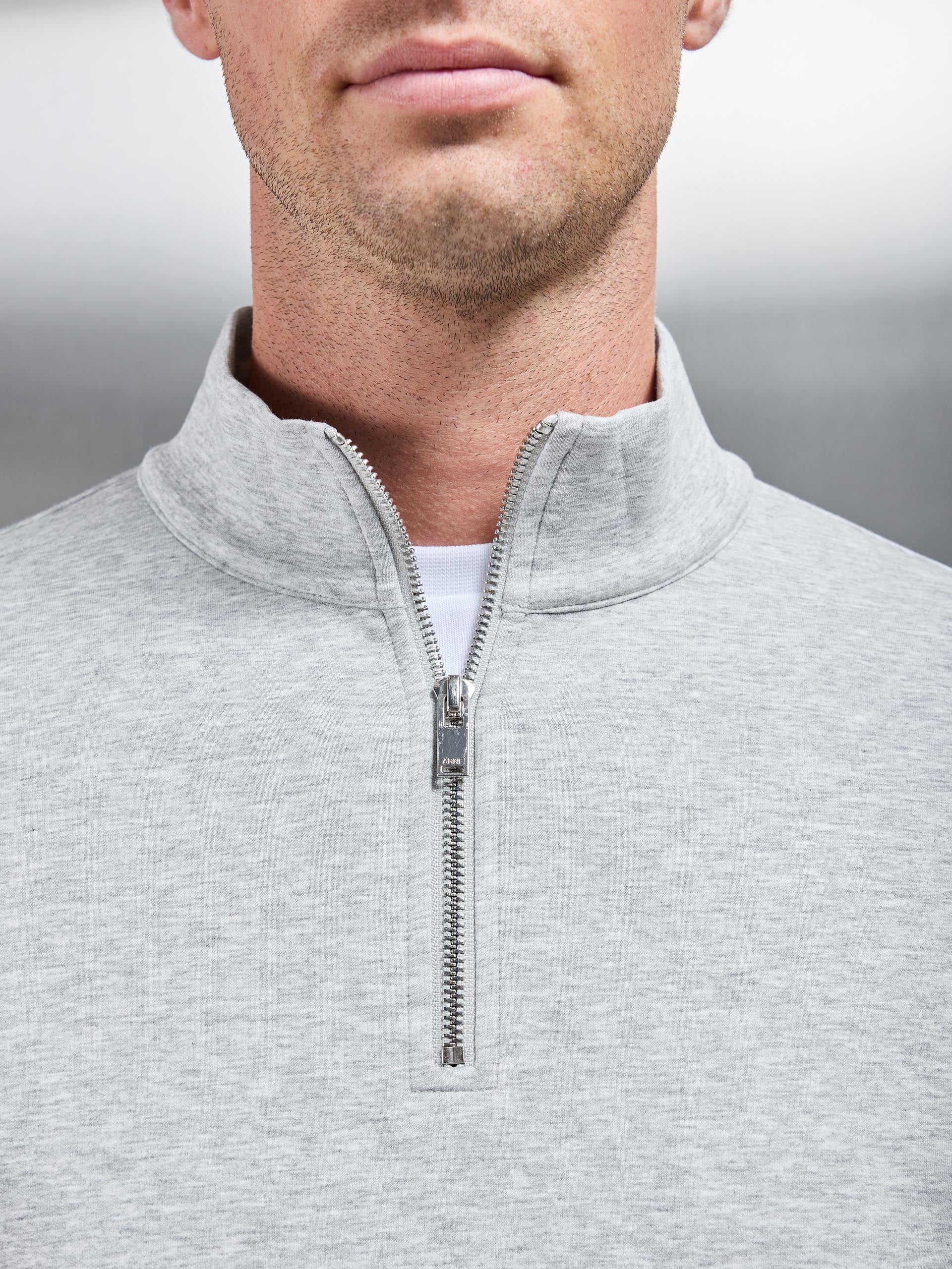 Interlock Jersey Half Zip in Marl Grey - Image 3