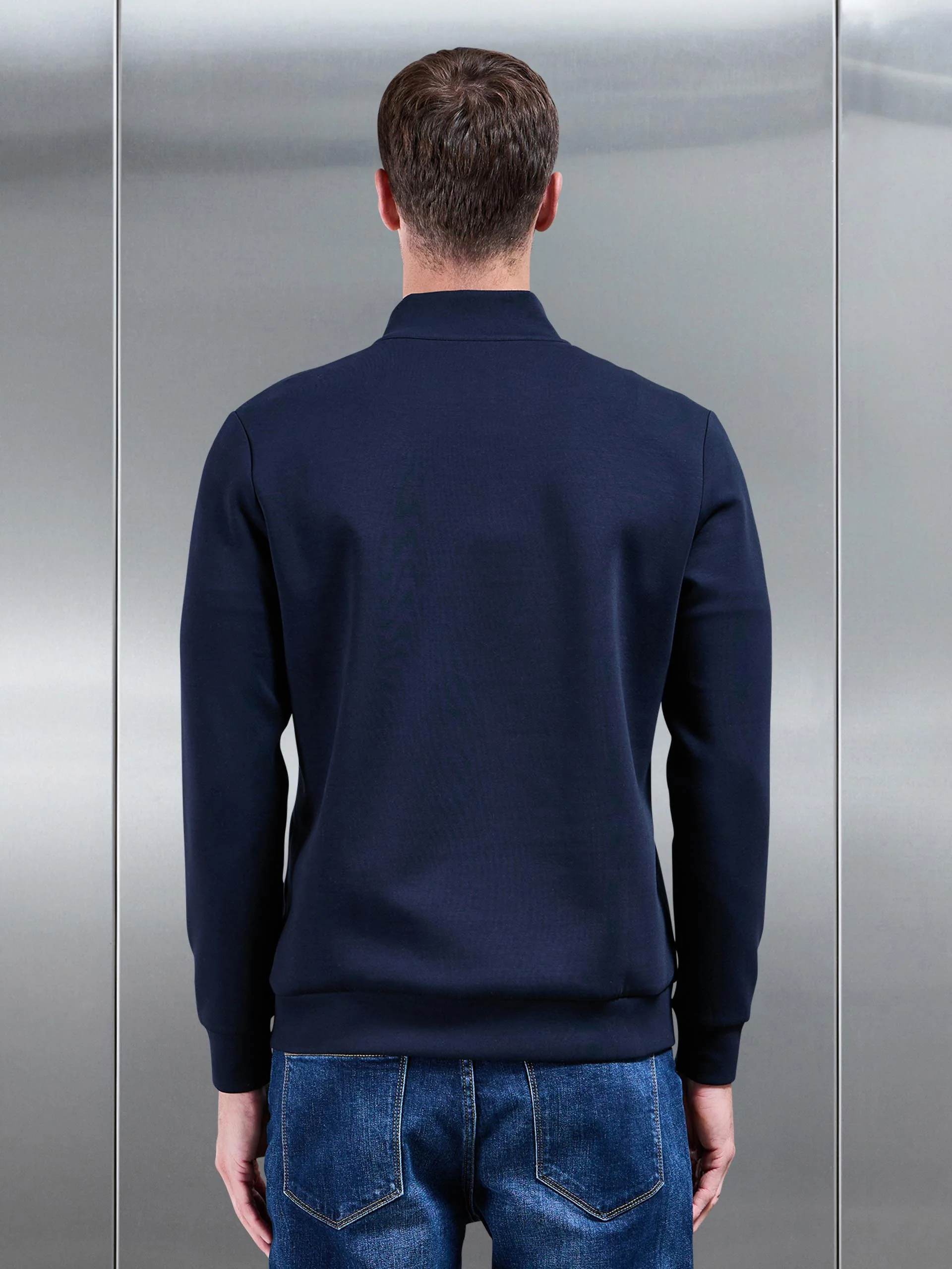 Interlock Jersey Half Zip in Navy - Image 4