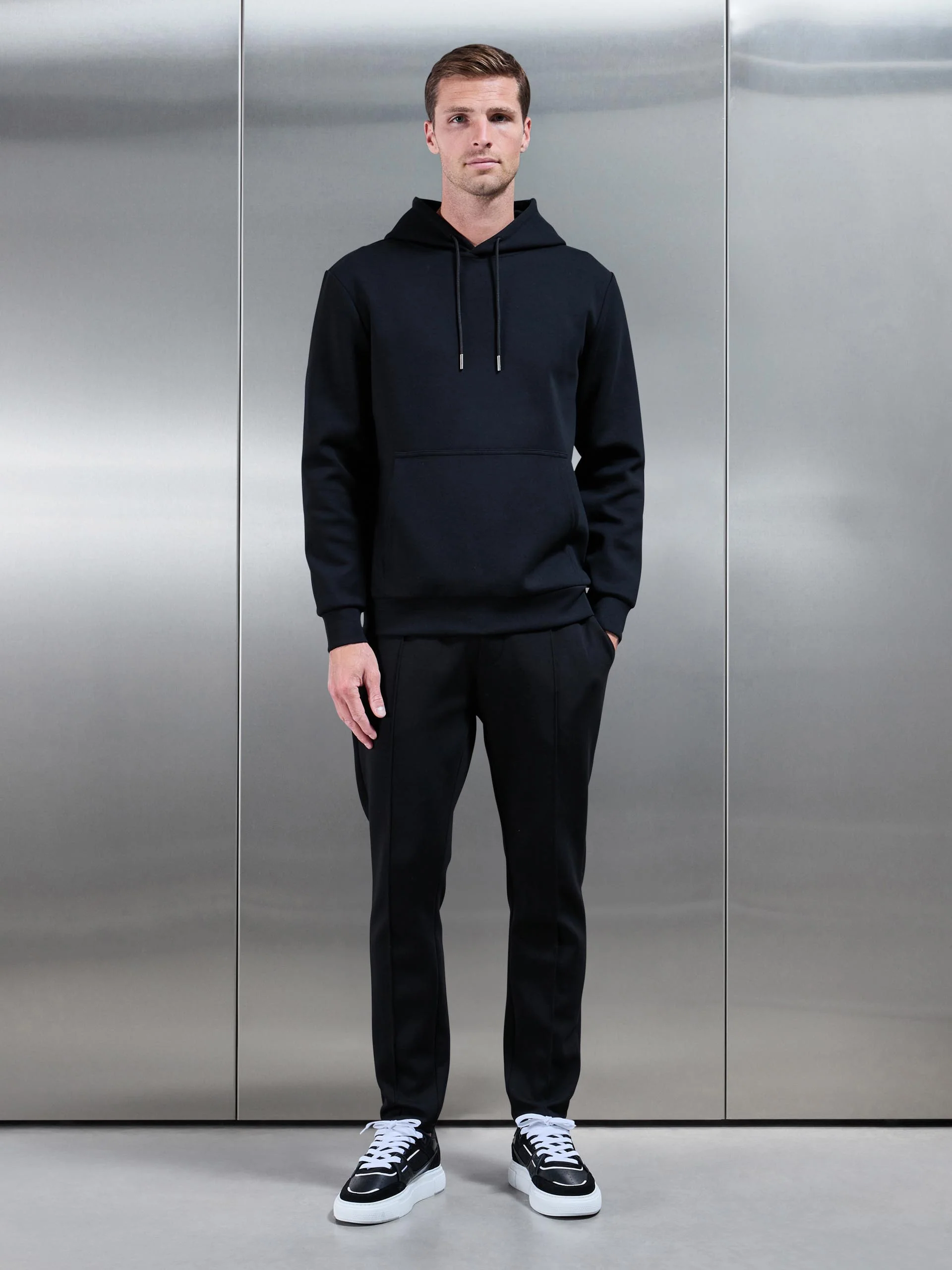 Interlock Jersey Hoodie in Black - Image 2