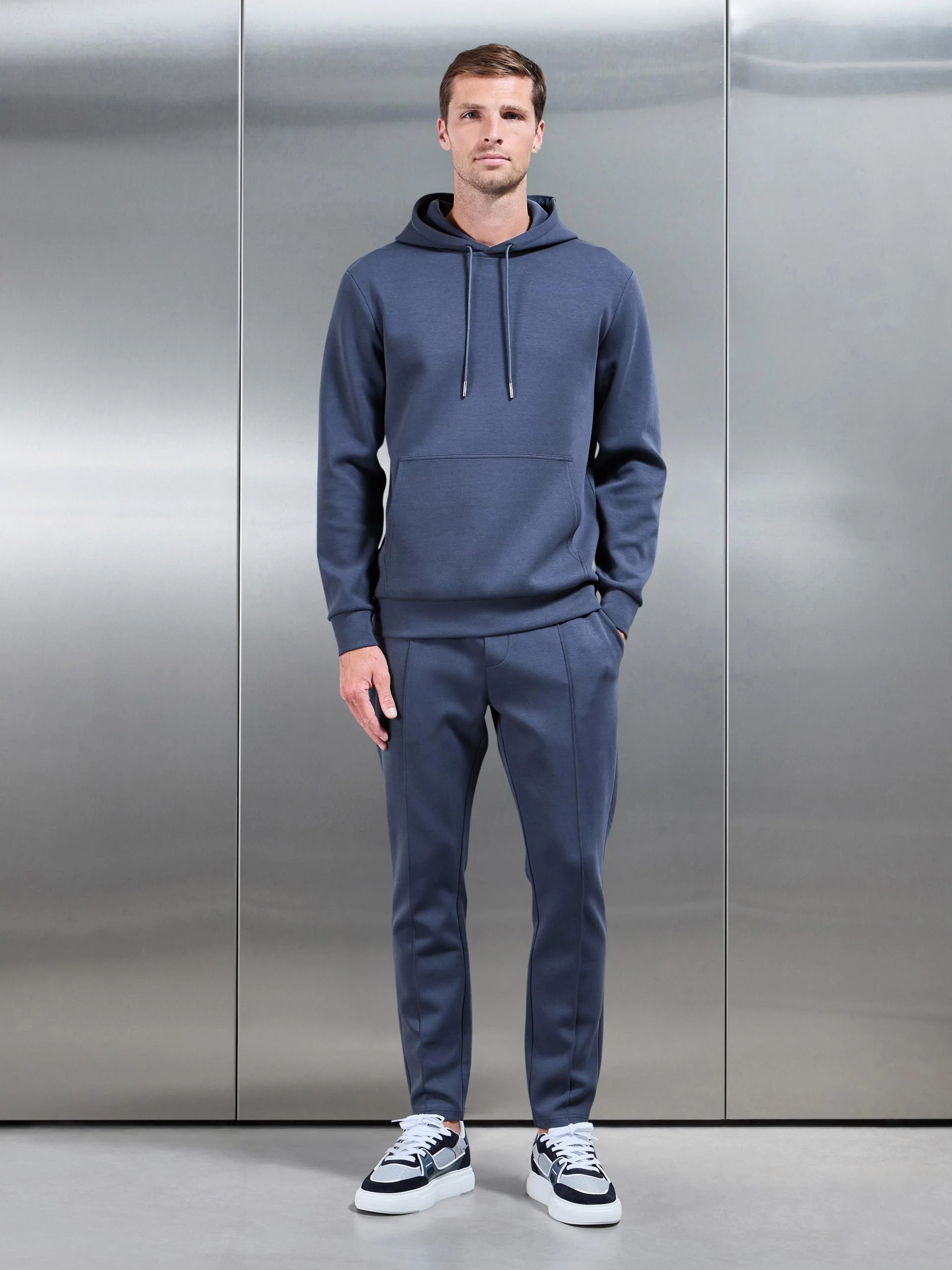 Interlock Jersey Hoodie in Slate Blue - Image 3